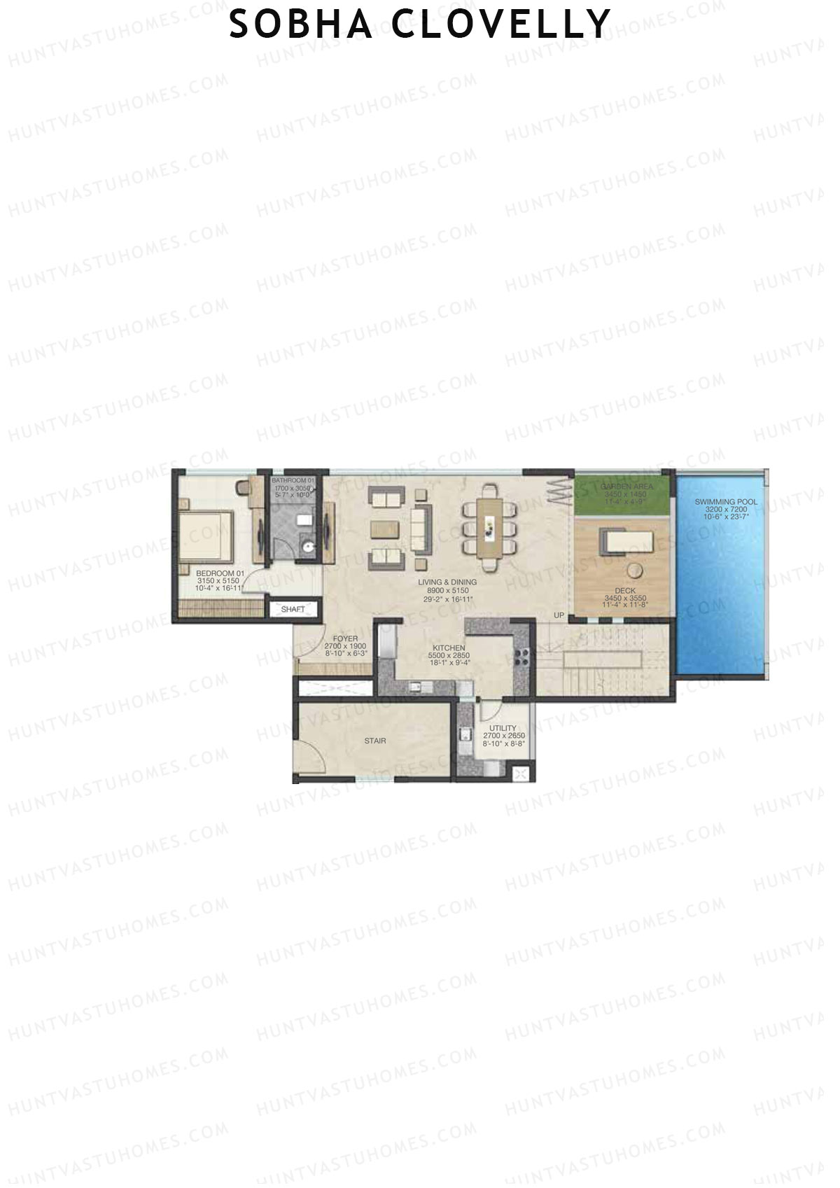 Sobha Clovelly, Block 1, Unit 4 (Duplex ), 4BHK, Super Area 4689   sq ft 
