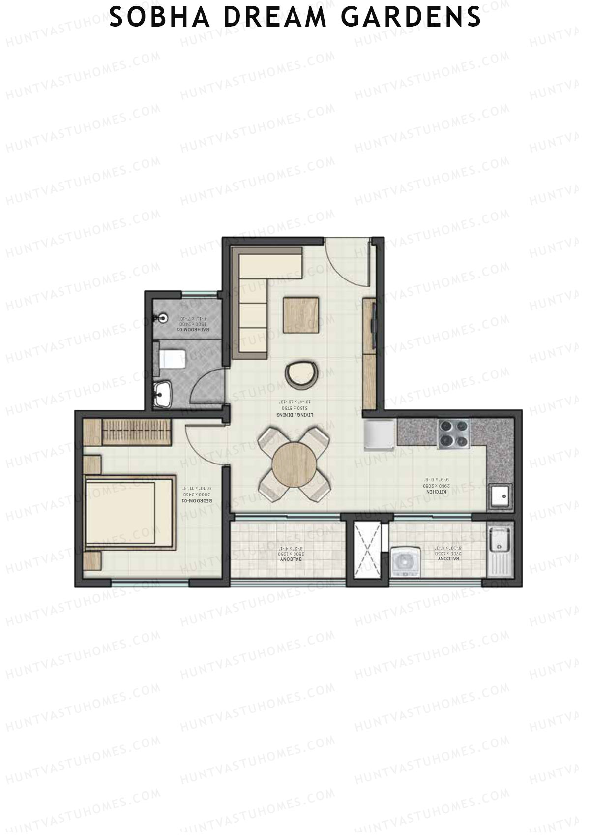 Sobha Dream Gardens Wing 5 Unit 6 (Type E) Floor Plan