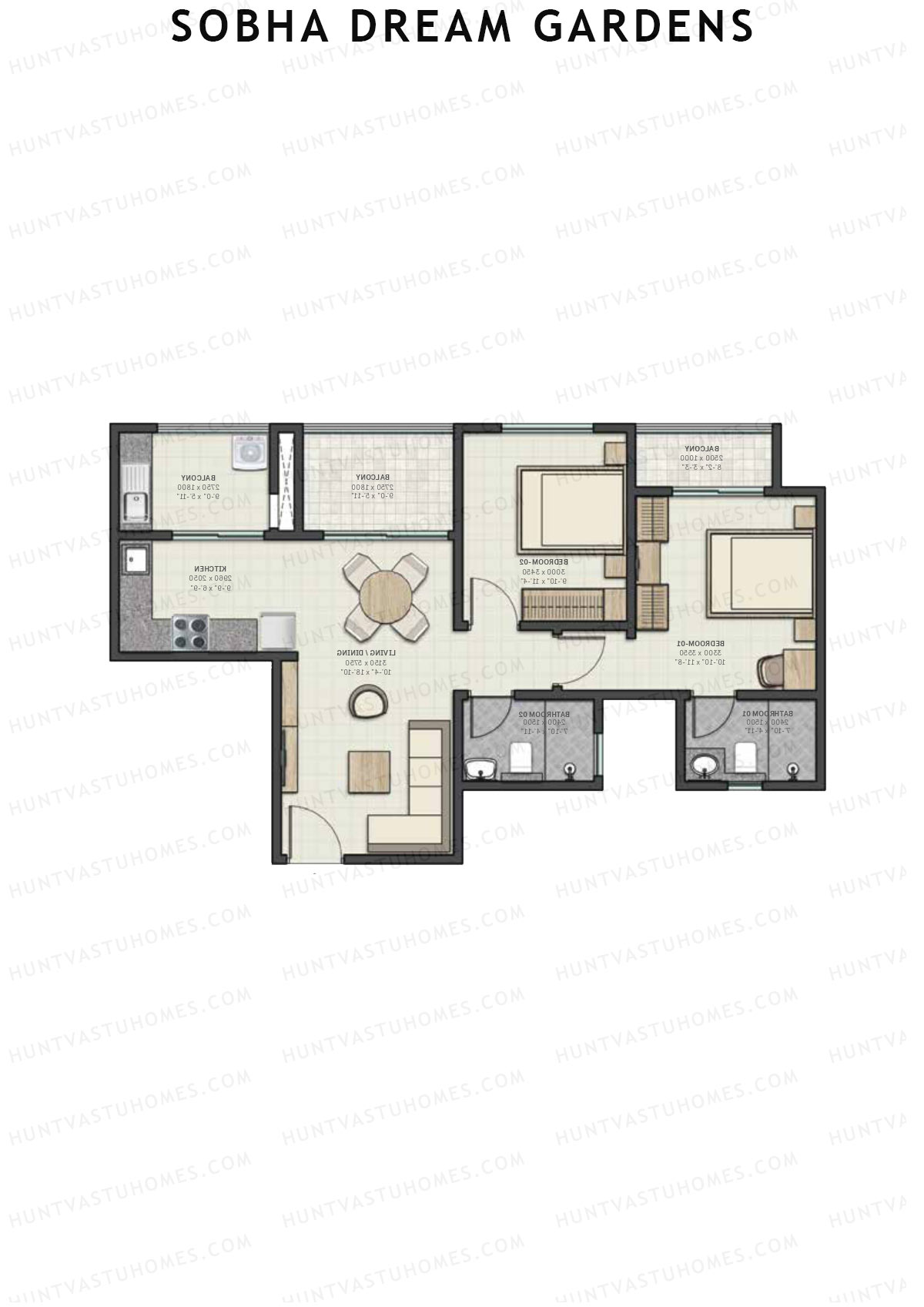 Sobha Dream Gardens Wing 6 Unit 2 (Type C) Floor Plan