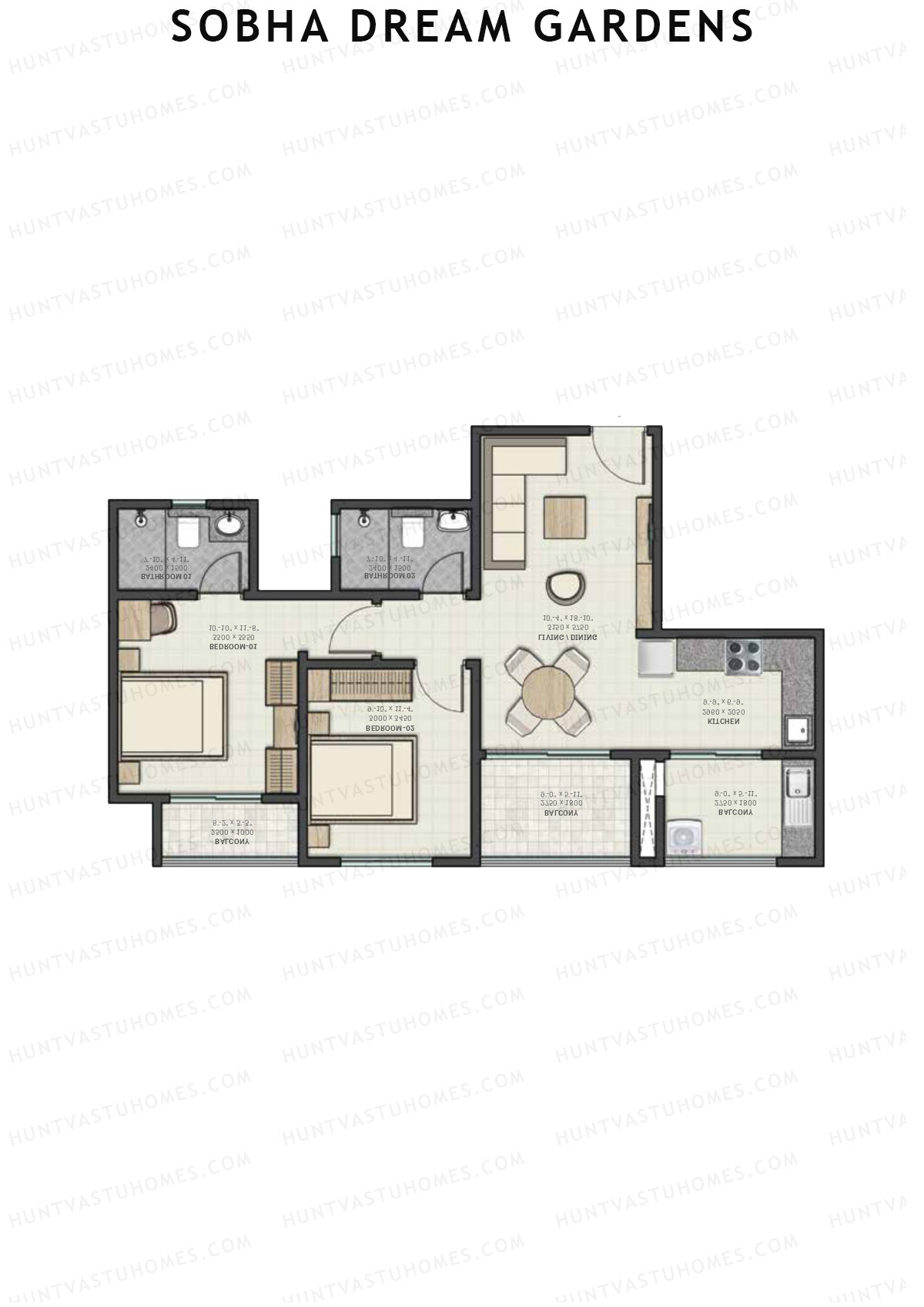 Sobha Dream Gardens Wing 6 Unit 8 (Type C) Floor Plan