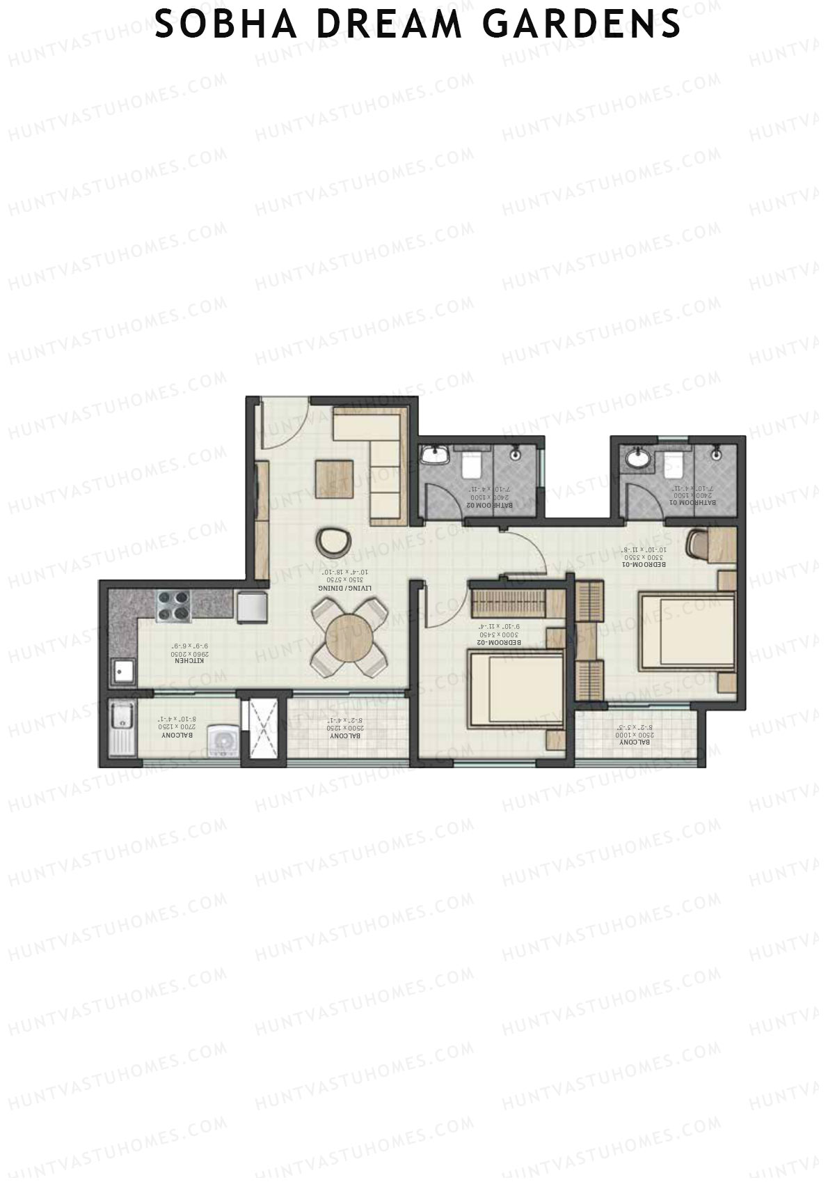 Sobha Dream Gardens Wing 8 Unit 7 (Type A) Floor Plan