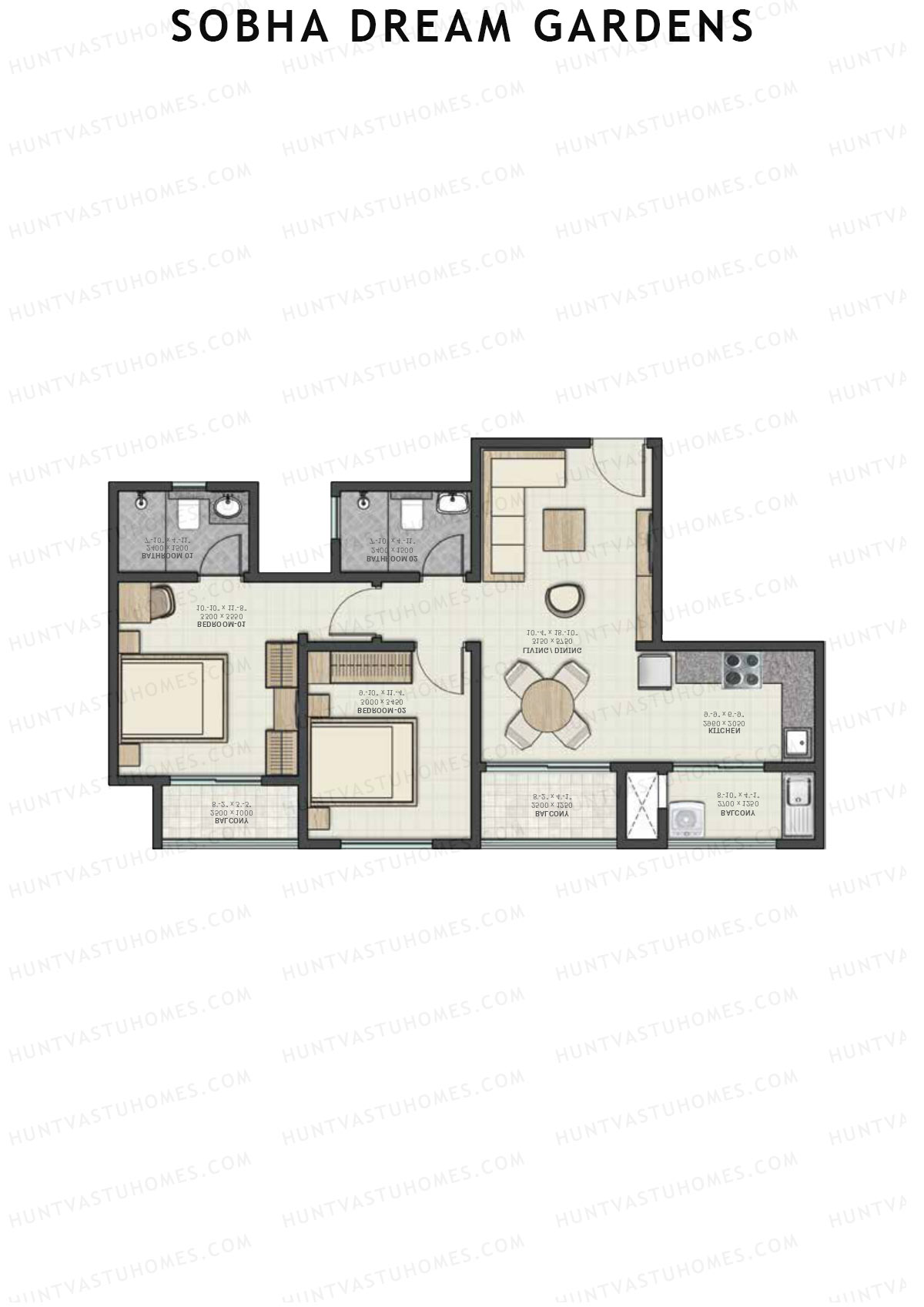 Sobha Dream Gardens Wing 8 Unit 8 (Type A) Floor Plan