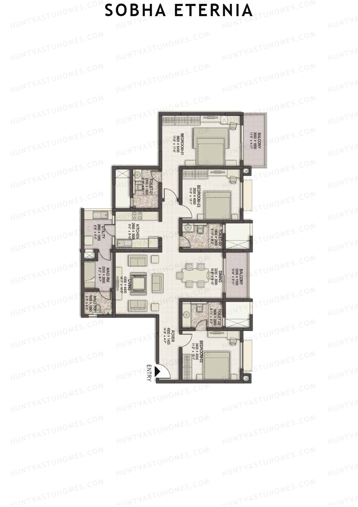 Sobha Eternia Block A Unit 2 (Type C) Floor Plan