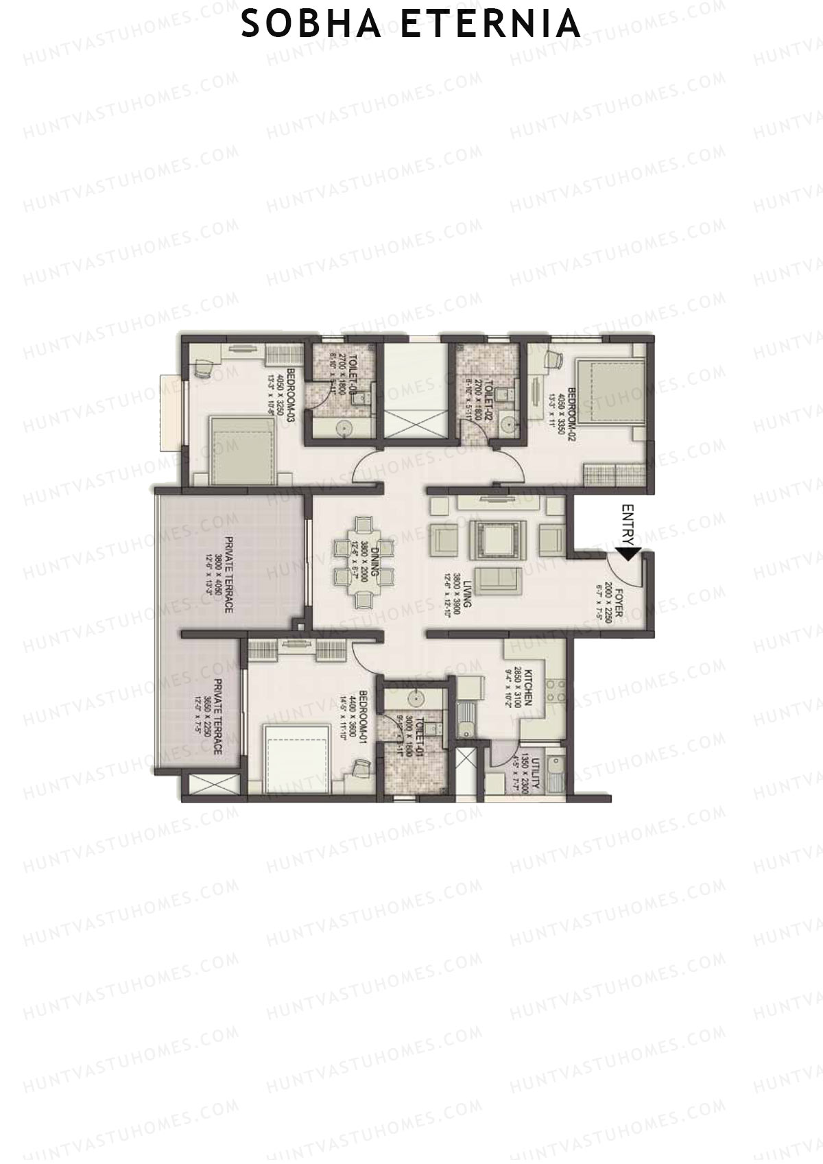Sobha Eternia Block A Unit 7 (Type A) Floor Plan