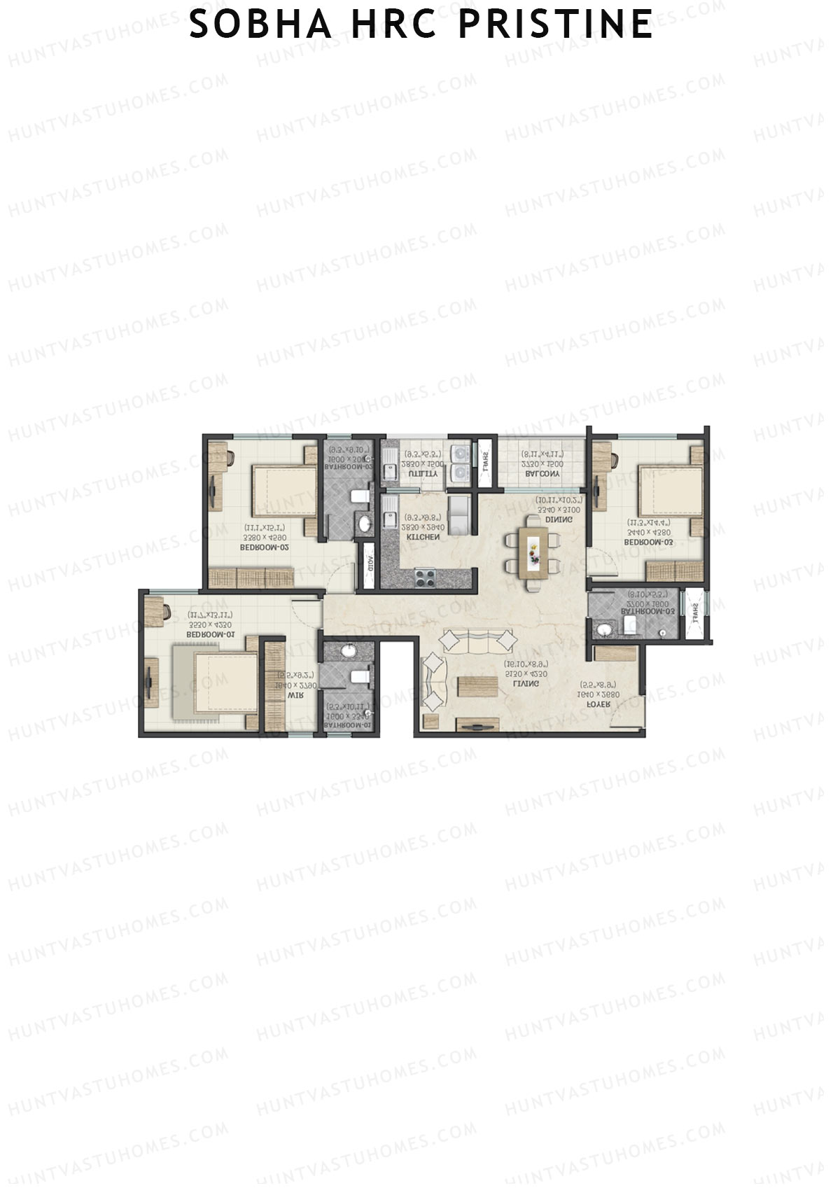 Sobha HRC Pristine Block 2 Unit 6 (Type H) Floor Plan