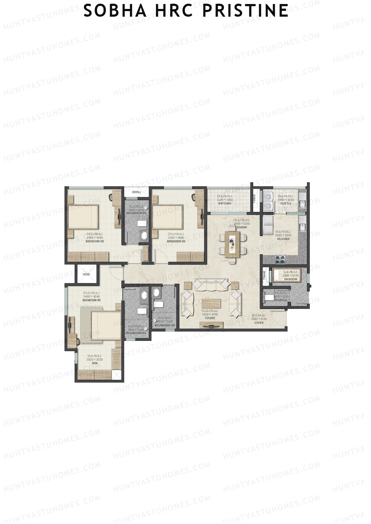 Sobha HRC Pristine Block 2 Unit 8 (Type G2) Floor Plan