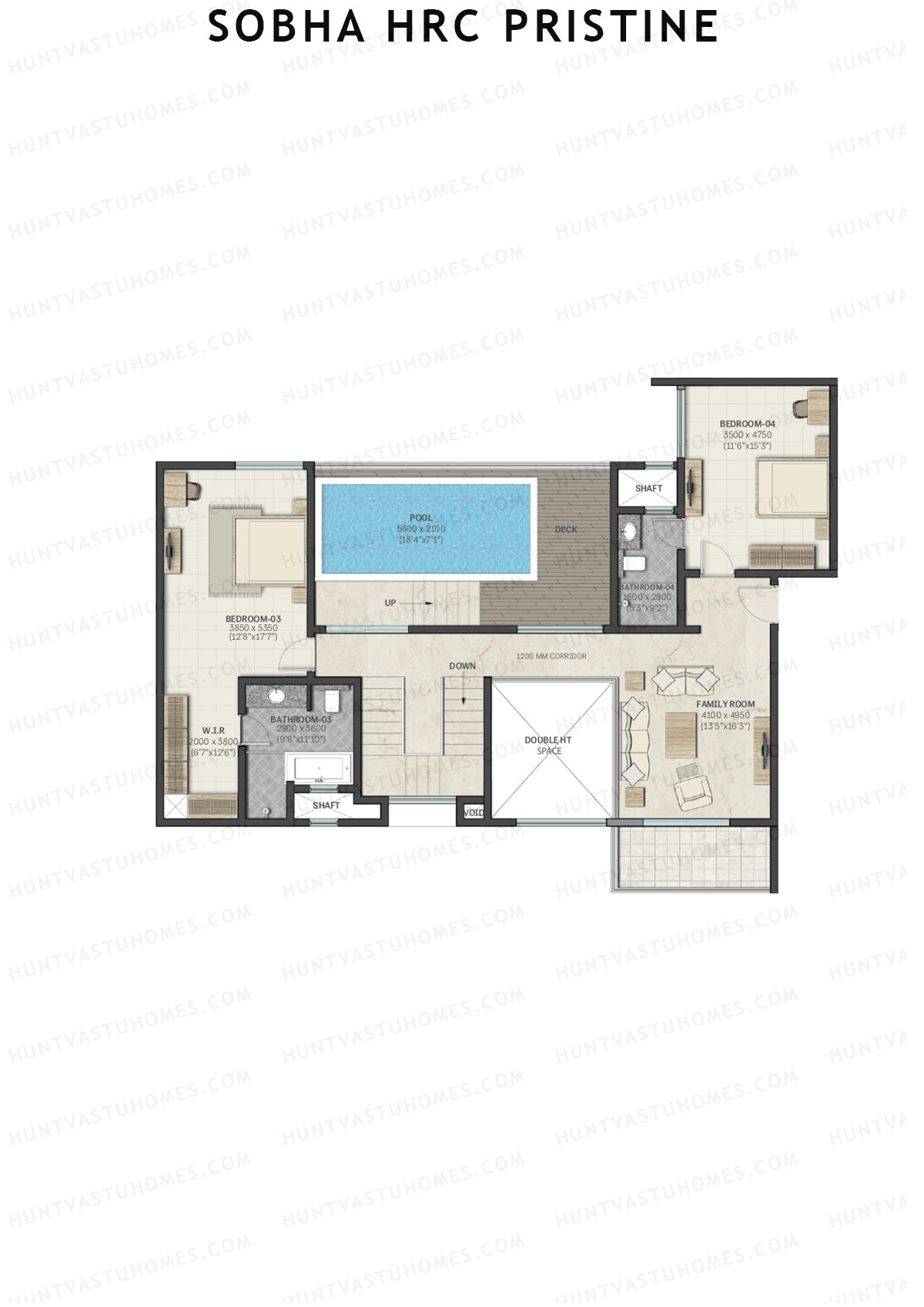 Sobha HRC Pristine Block 3 Unit 1 Type L1 (Penthouse) Floor Plan