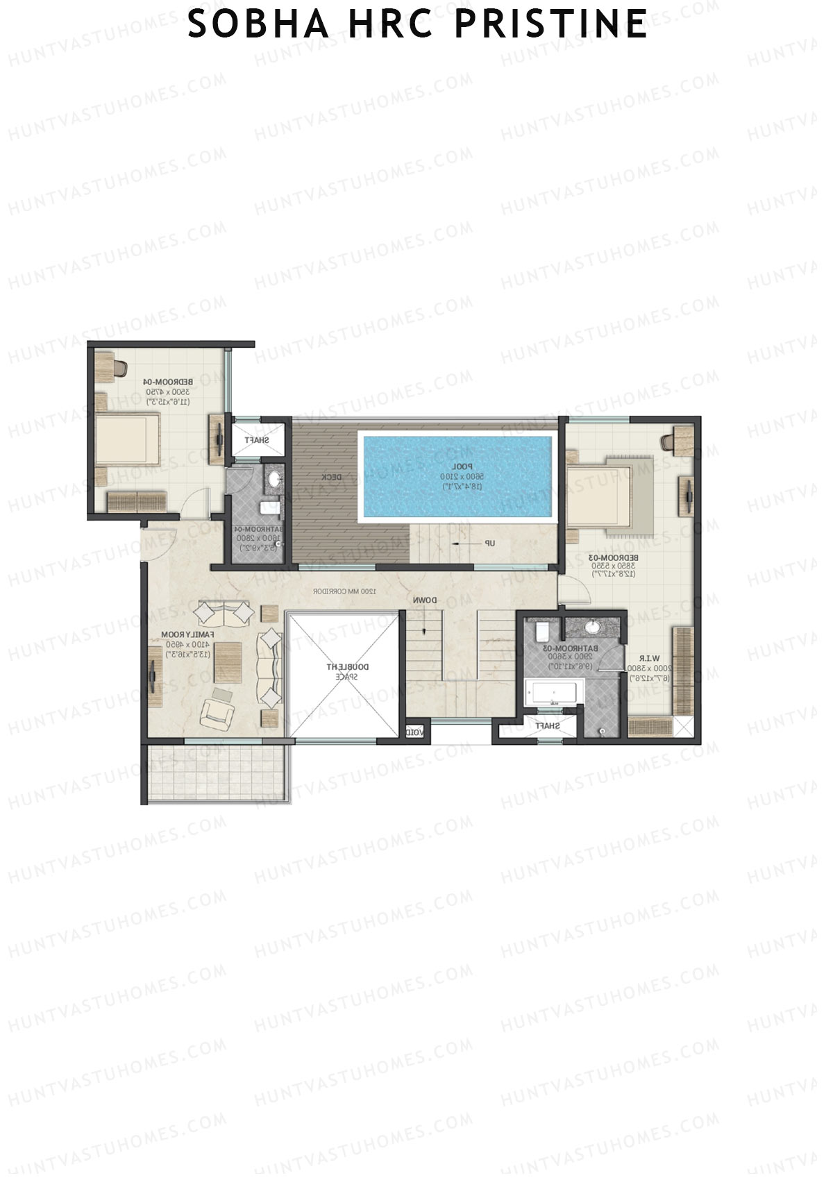 Sobha HRC Pristine Block 3 Unit 2 Type L1 (Penthouse) Floor Plan