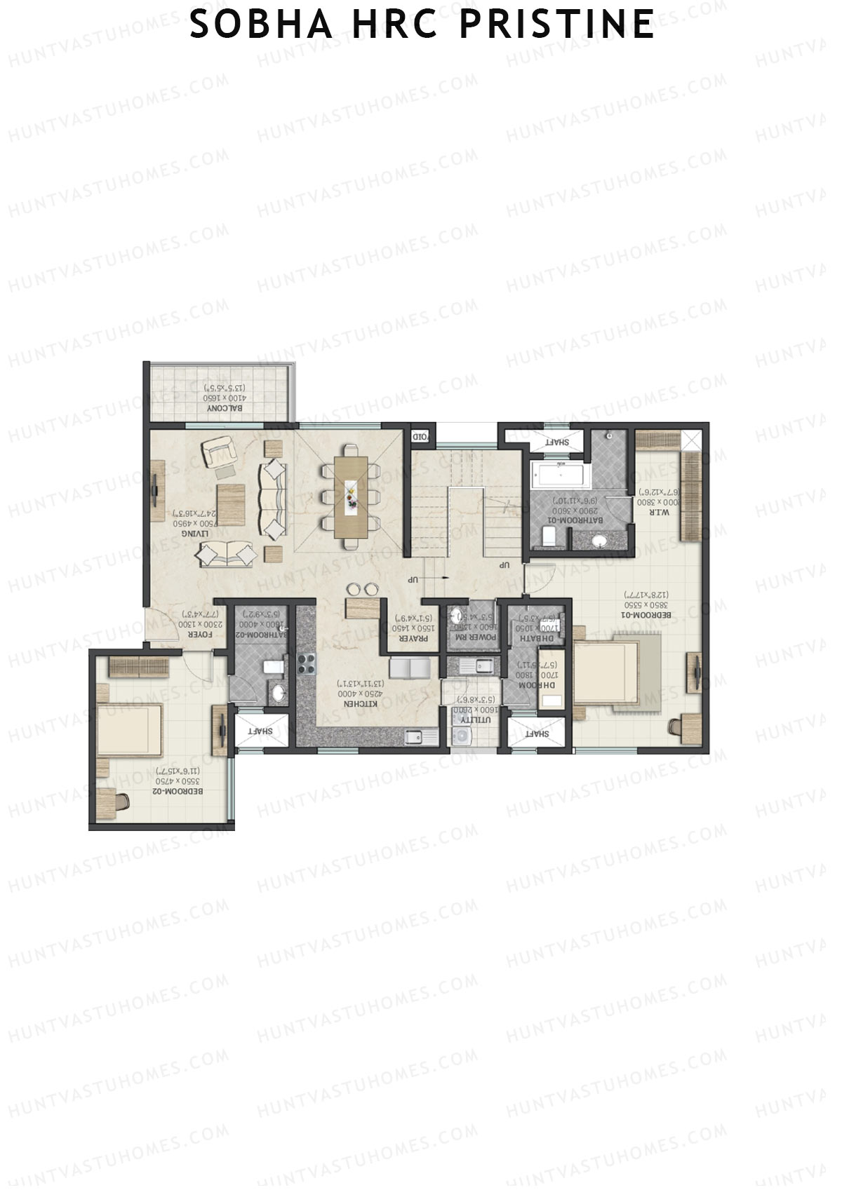 Sobha HRC Pristine Block 3 Unit 3 Type L1 (Penthouse) Floor Plan
