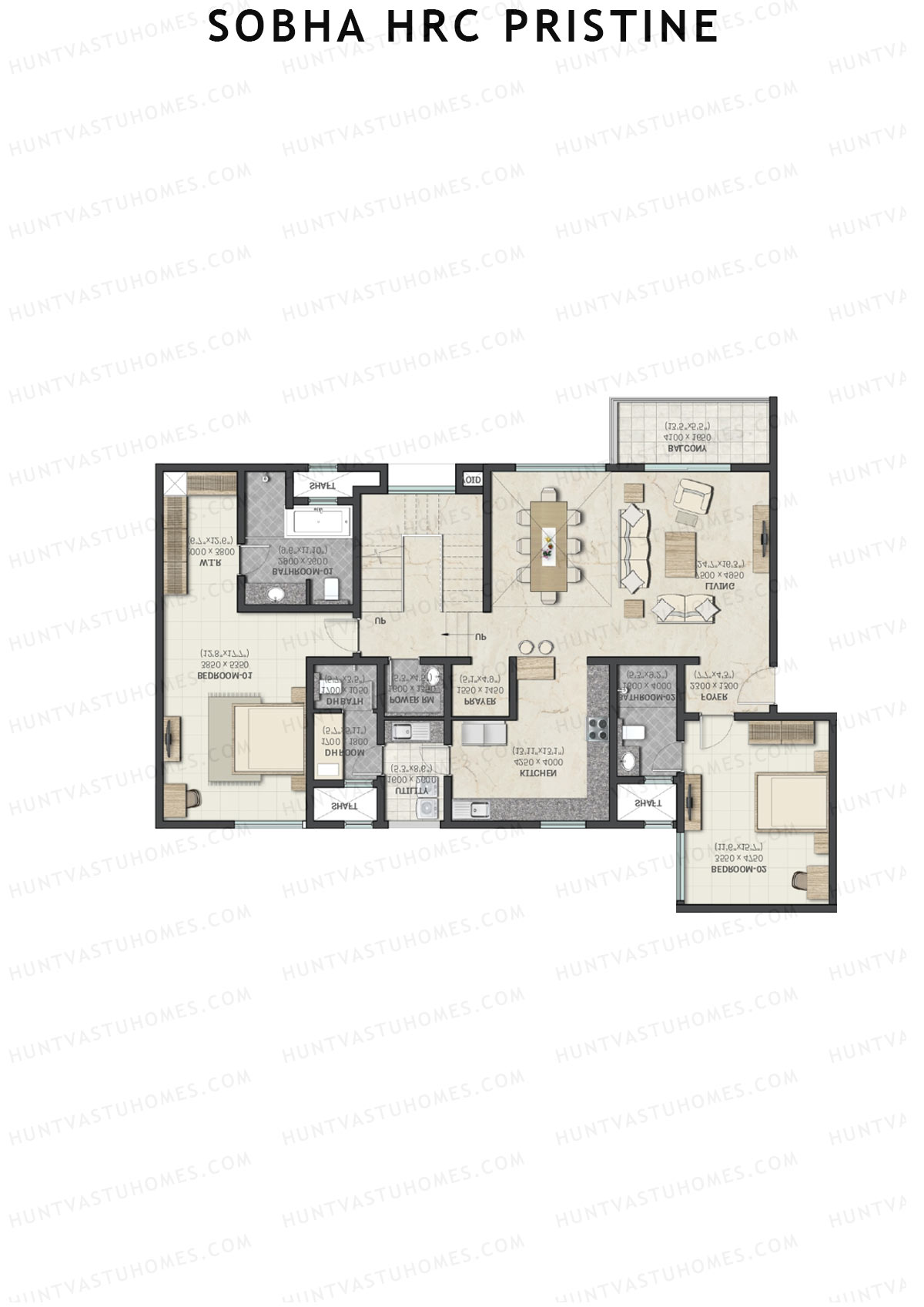 Sobha HRC Pristine Block 3 Unit 4 Type L1 (Penthouse) Floor Plan