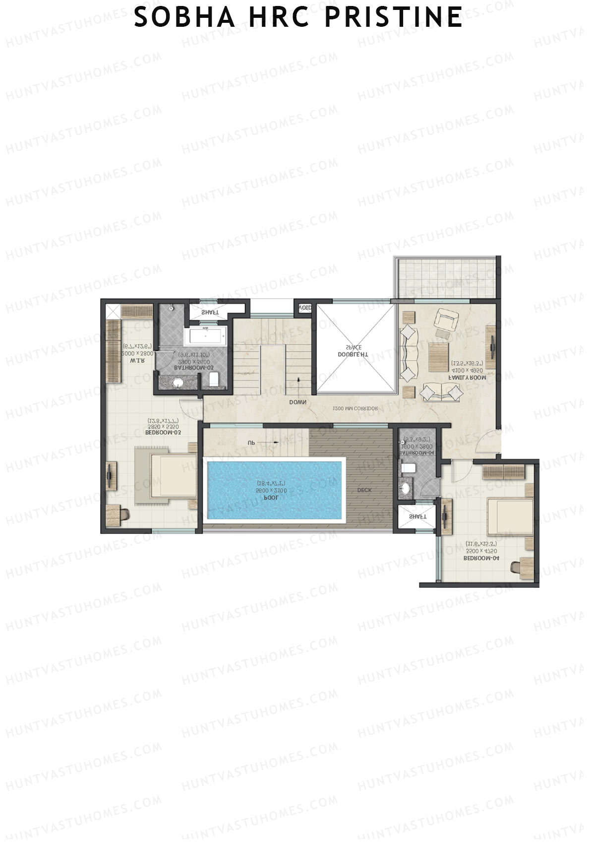 Sobha HRC Pristine Block 3 Unit 4 Type L1 (Penthouse) Floor Plan