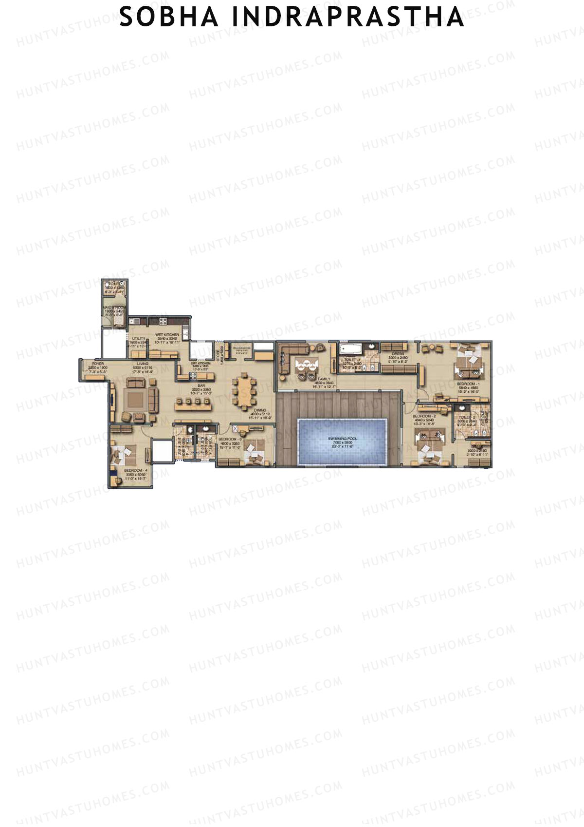Sobha Indraprastha Wing 1 Unit 1 (Type C3) Floor Plan