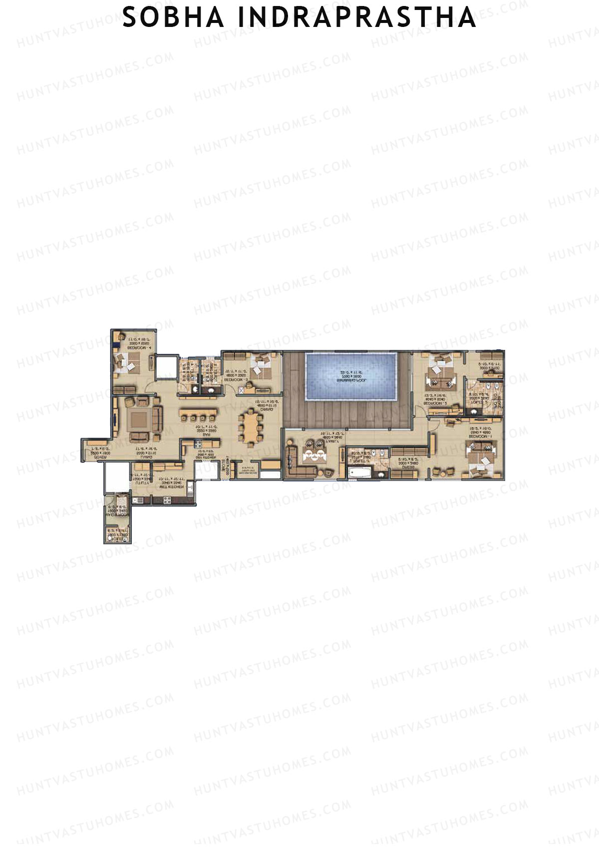 Sobha Indraprastha Wing 2 Unit 1 (Type C3) Floor Plan