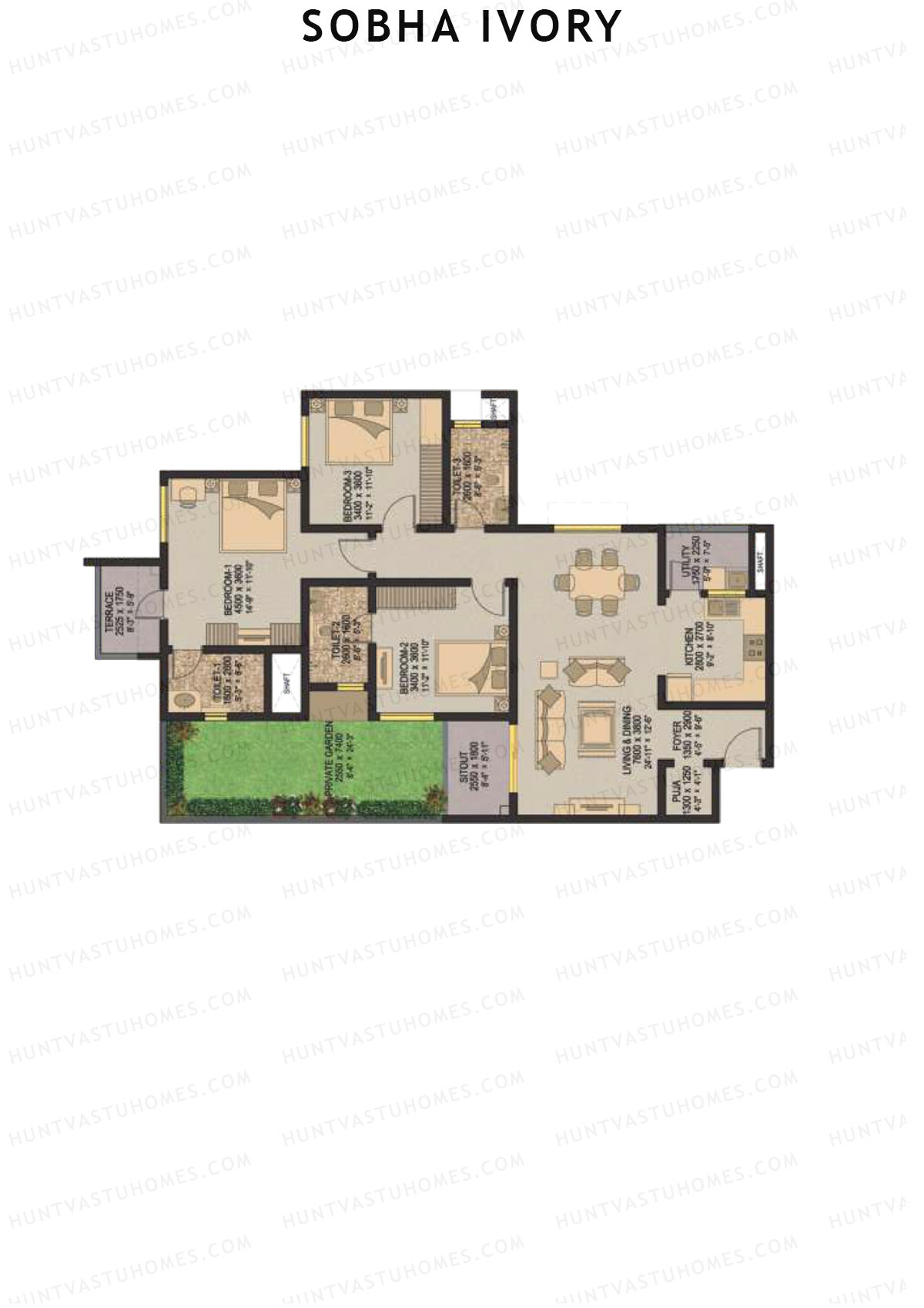 Sobha Ivory Block 2 Unit 3 (Type G) Floor Plan