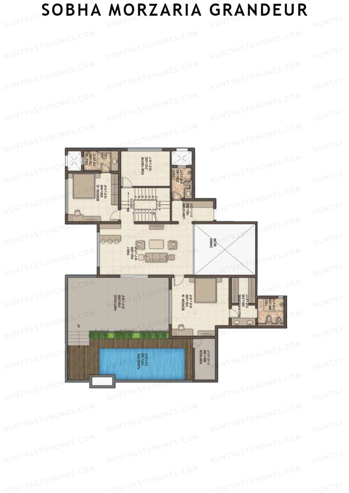 Sobha Morzaria Grandeur Block 1 Unit 1 TYPE PH LW(Penthouse) Floor Plan