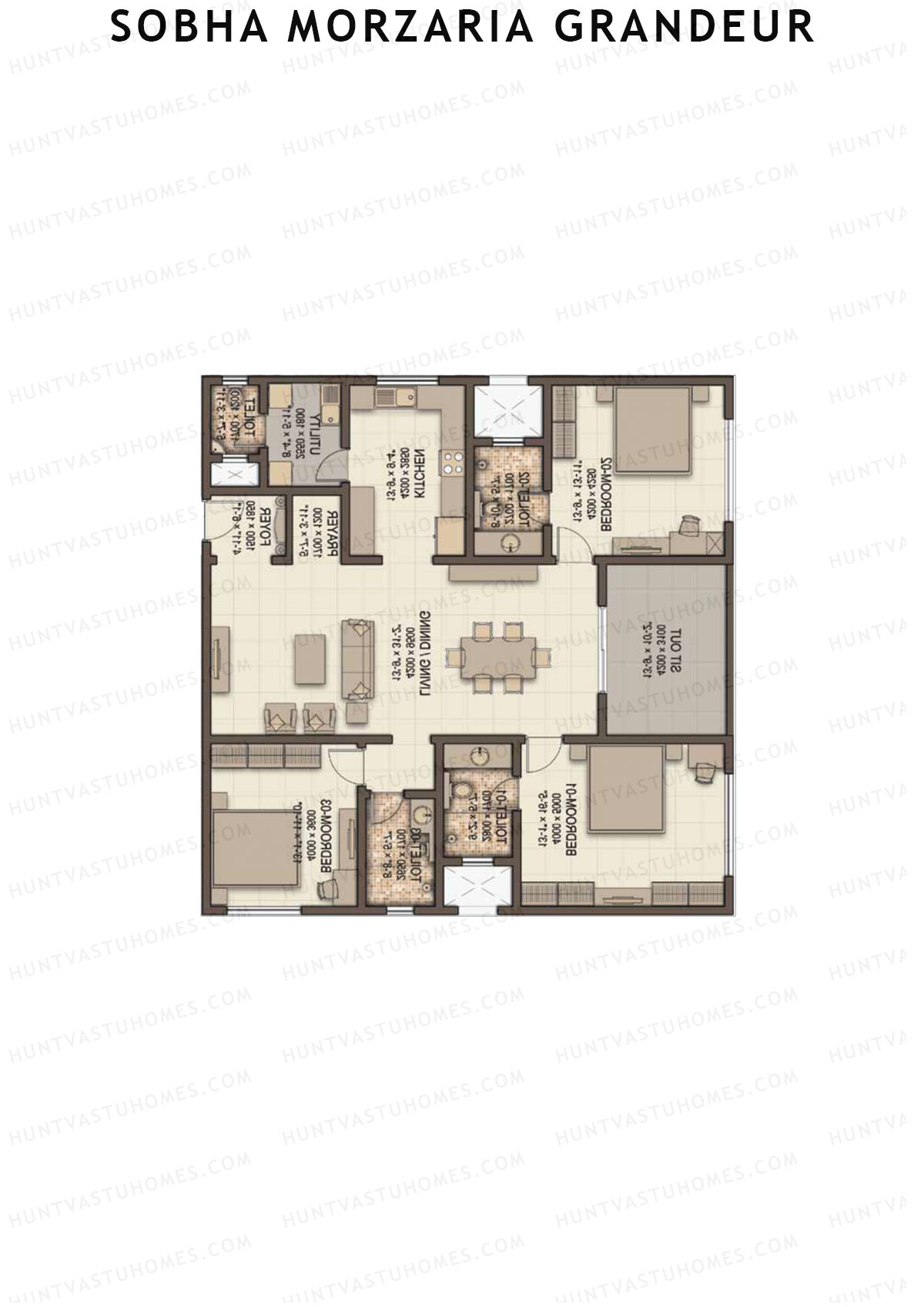 Sobha Morzaria Grandeur Block 2 Unit 7 (Type D) Floor Plan