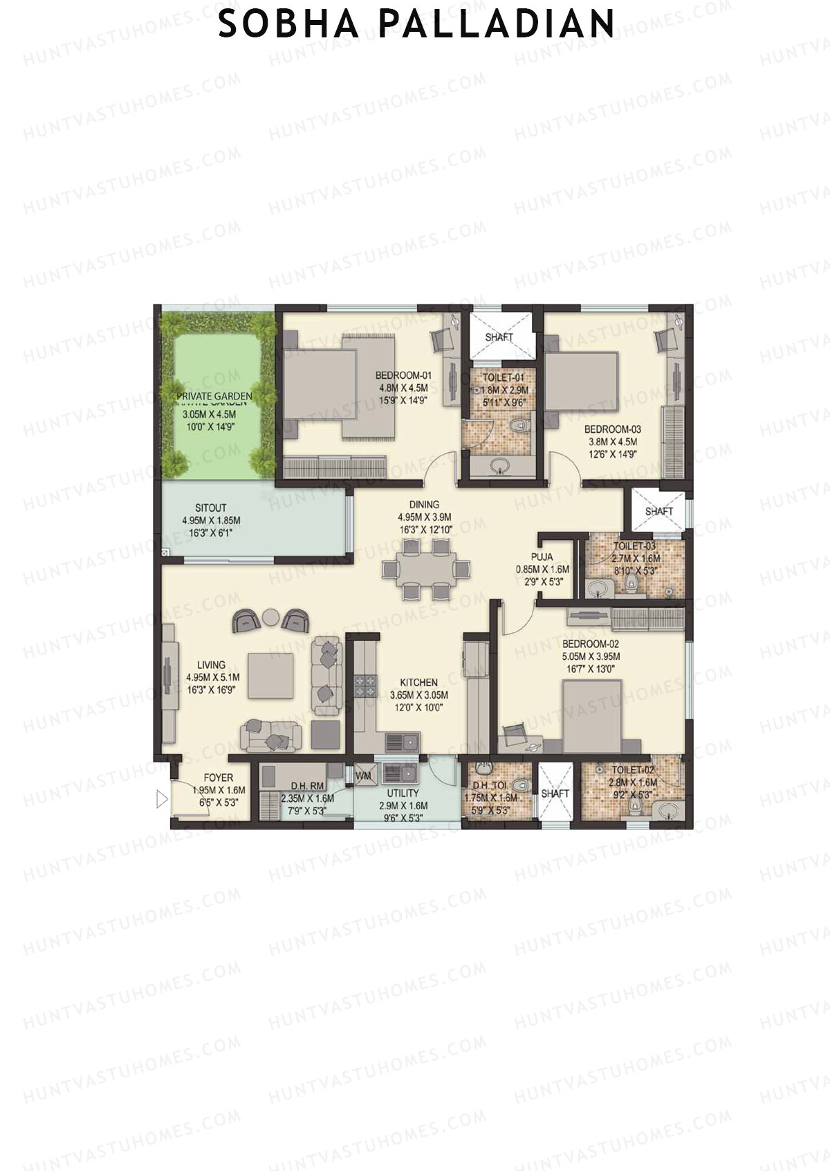 Sobha Palladian Block 3 Unit 1 (Type L) Floor Plan
