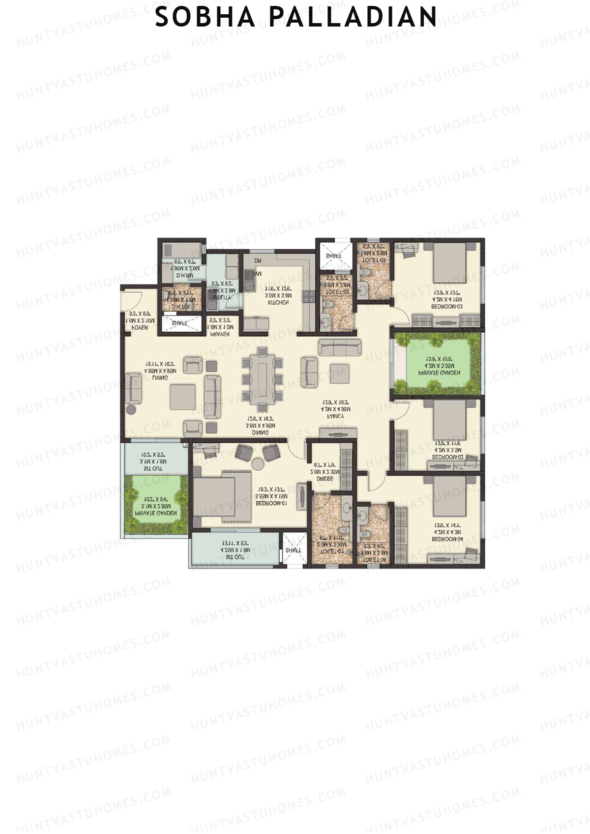 Sobha Palladian Block 5 Unit 3 (Type C) Floor Plan