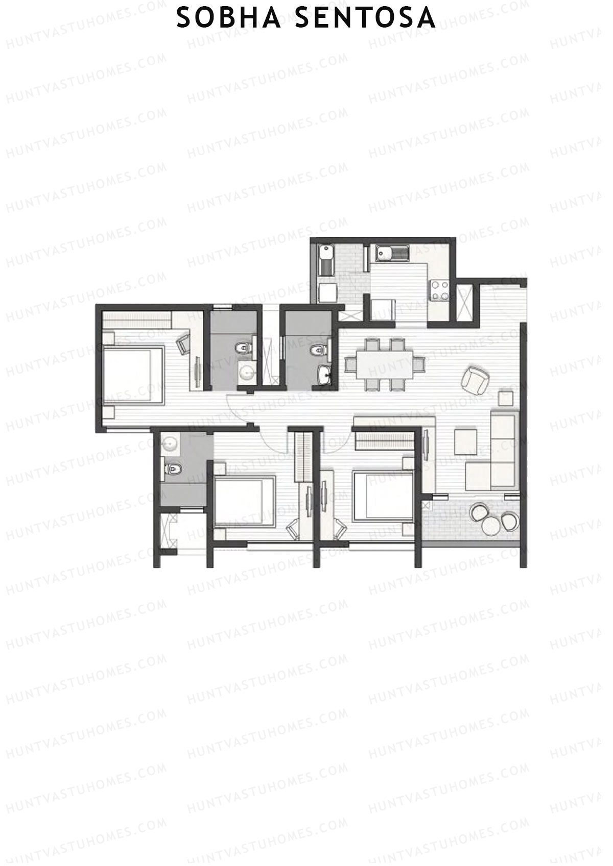 Sobha Sentosa Wing 3 Unit 4 (Type 2) Floor Plan
