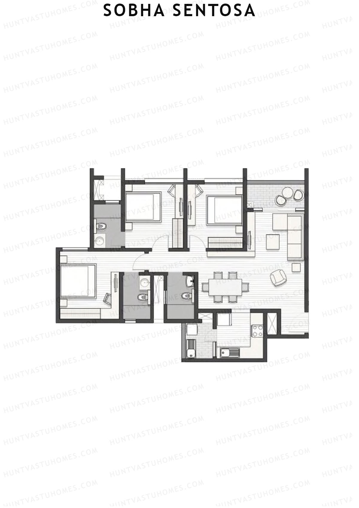 Sobha Sentosa Wing 5 Unit 1 (Type 2) Floor Plan