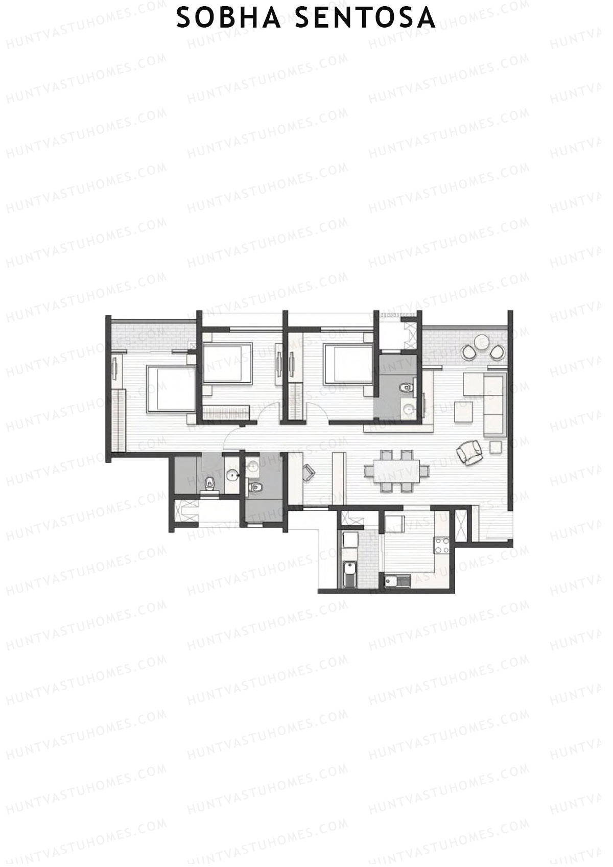 Sobha Sentosa Wing 7 Unit 1 (Type 1) Floor Plan