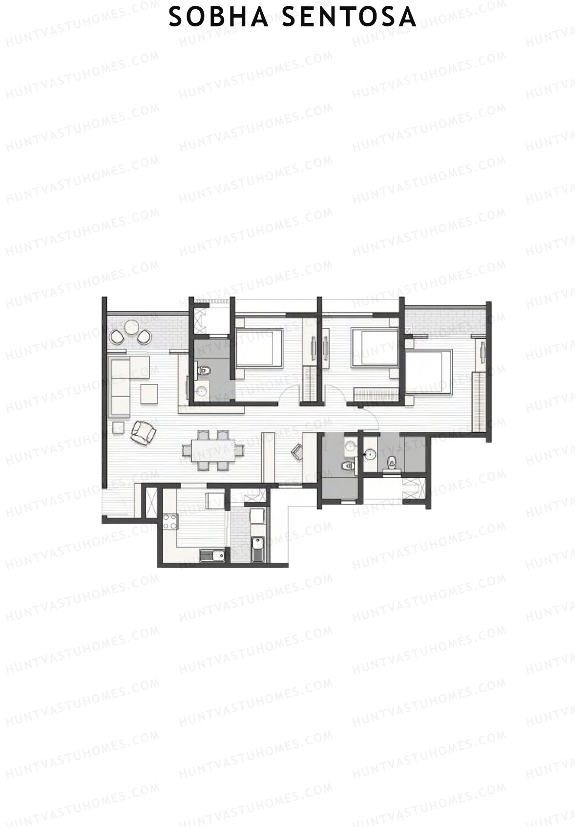 Sobha Sentosa Wing 7 Unit 2 (Type 1) Floor Plan