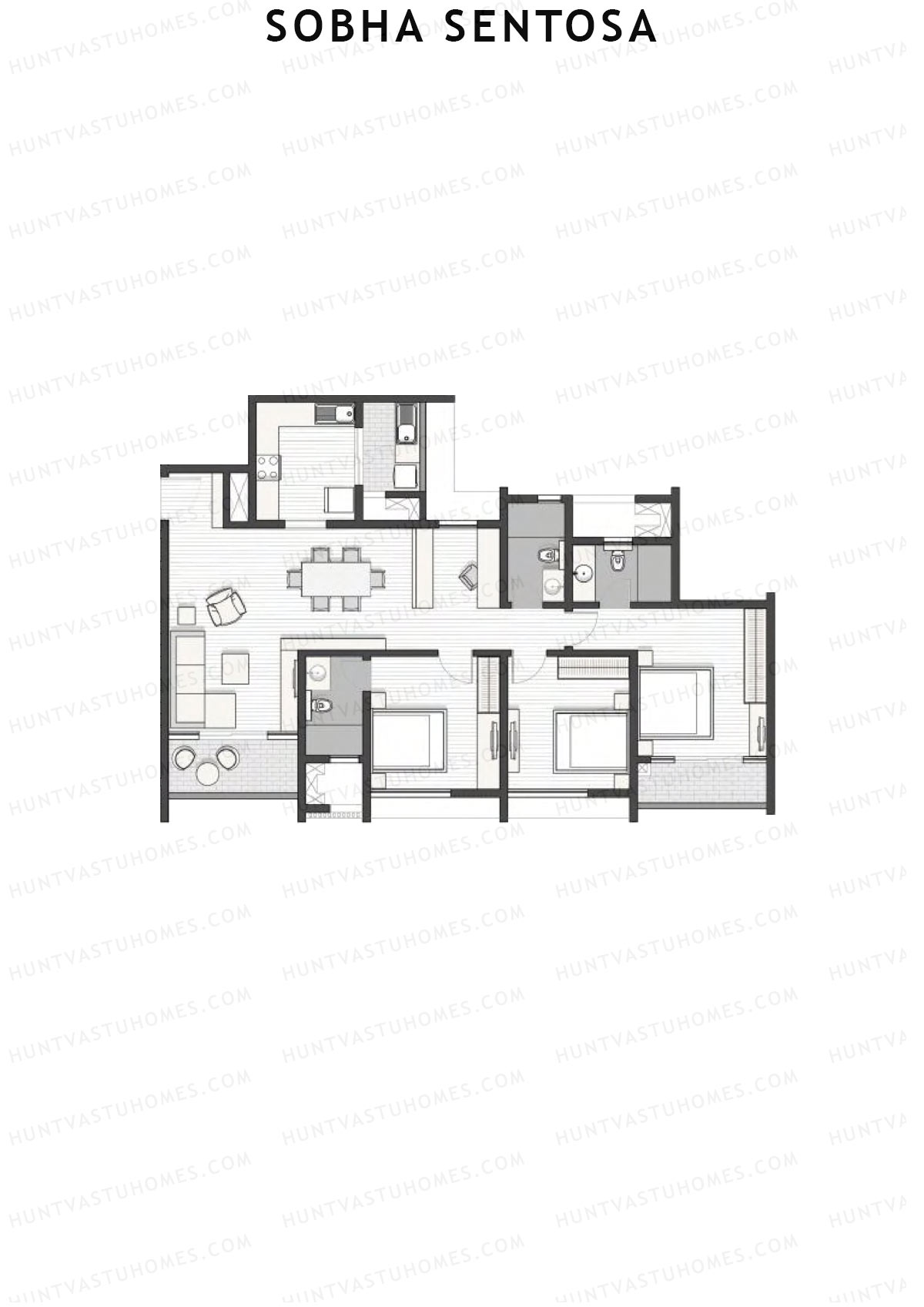 Sobha Sentosa Wing 7 Unit 3 (Type 1) Floor Plan