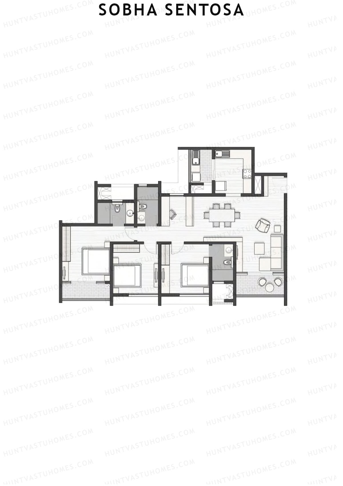 Sobha Sentosa Wing 7 Unit 4 (Type 1) Floor Plan