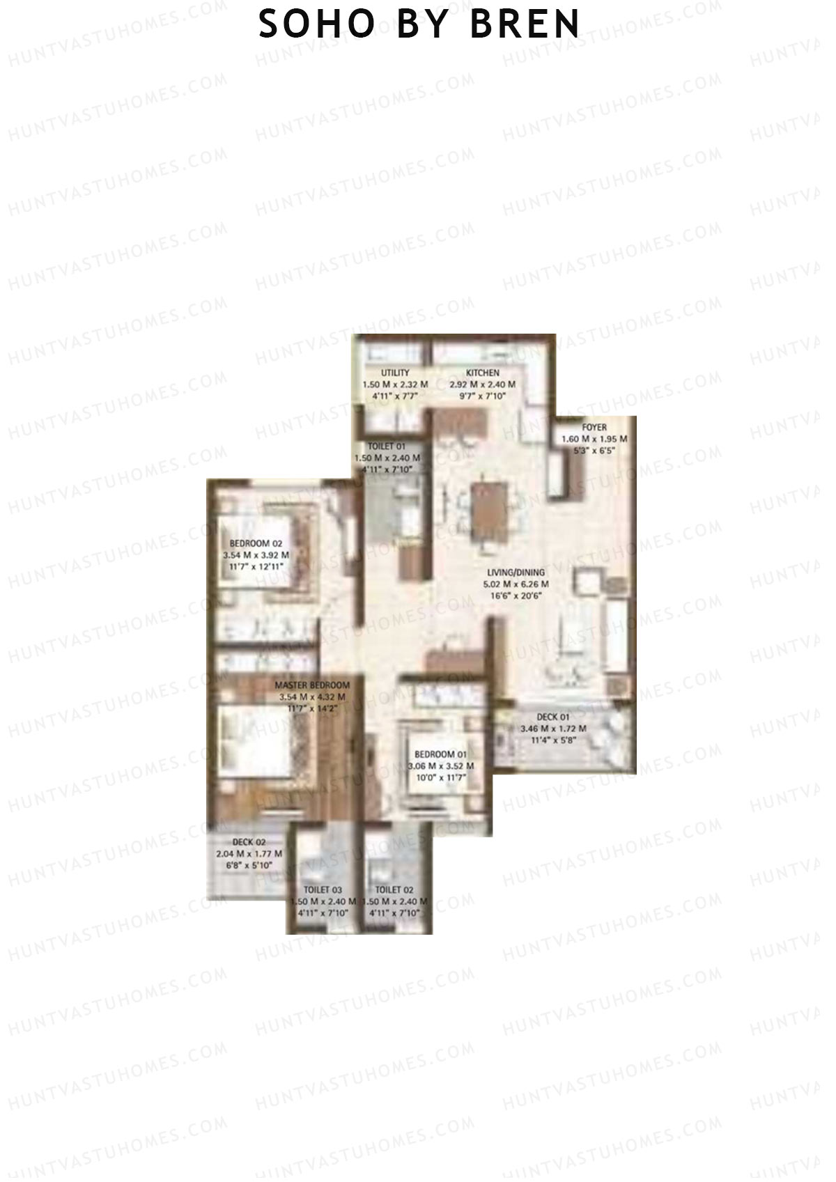 Soho By Bren Tower 1 Unit 5 (Type 5) Floor Plan