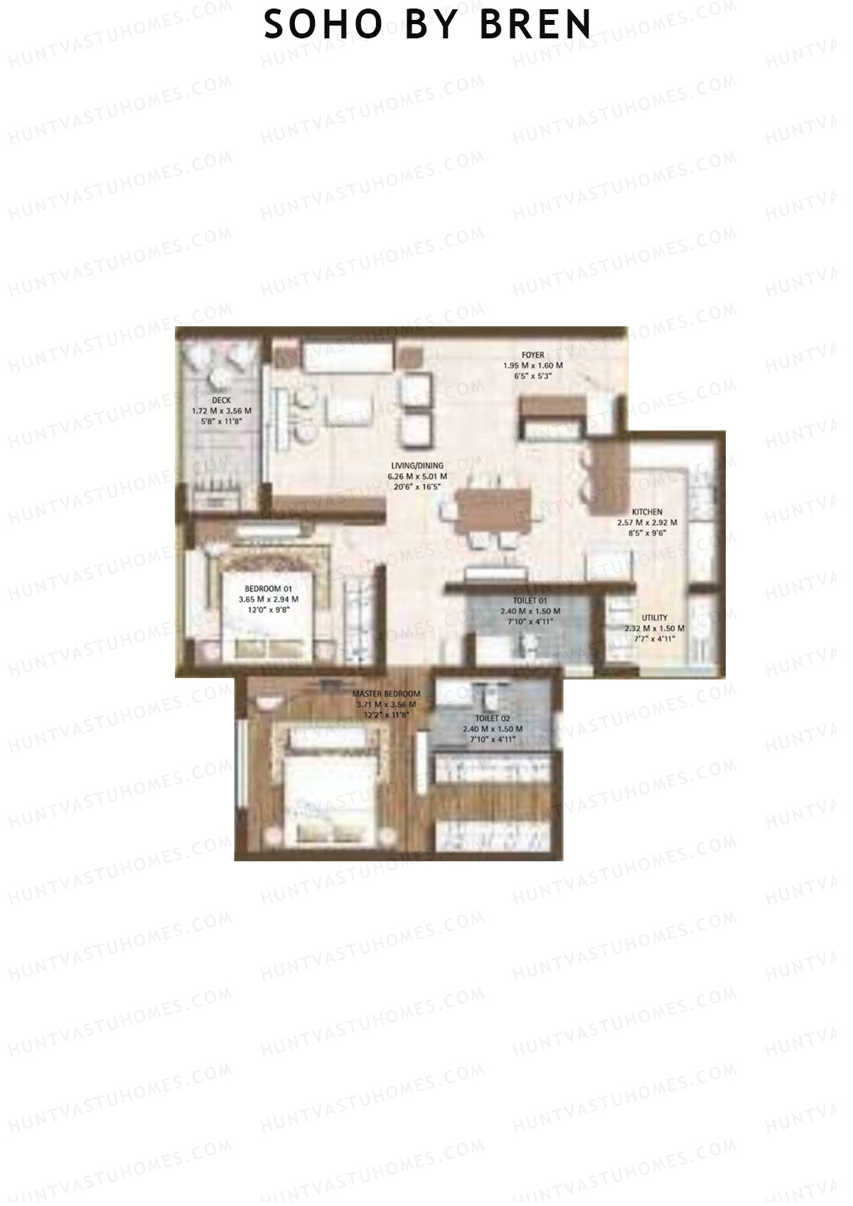 Soho By Bren Tower 1 Unit 6 (Type 6) Floor Plan