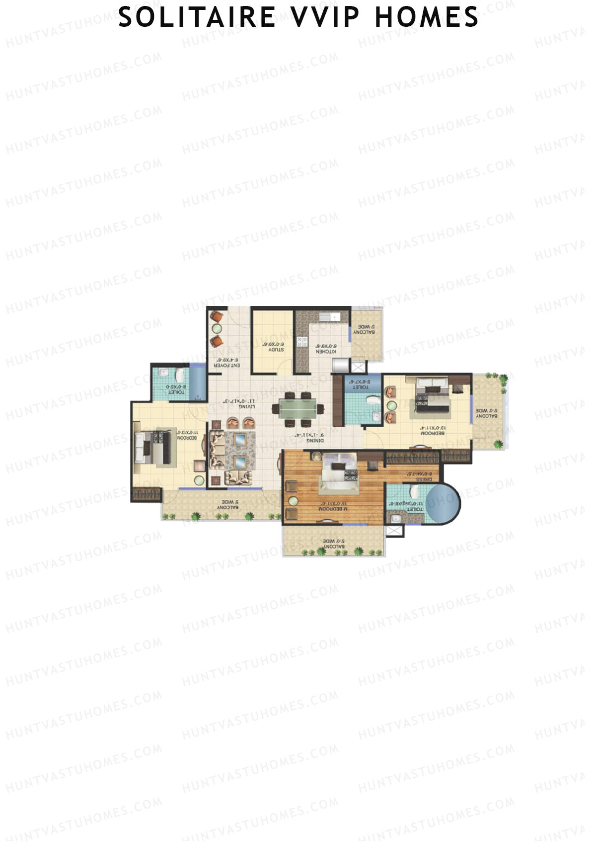 Solitaire VVIP Homes Block B Unit 1 Floor Plan