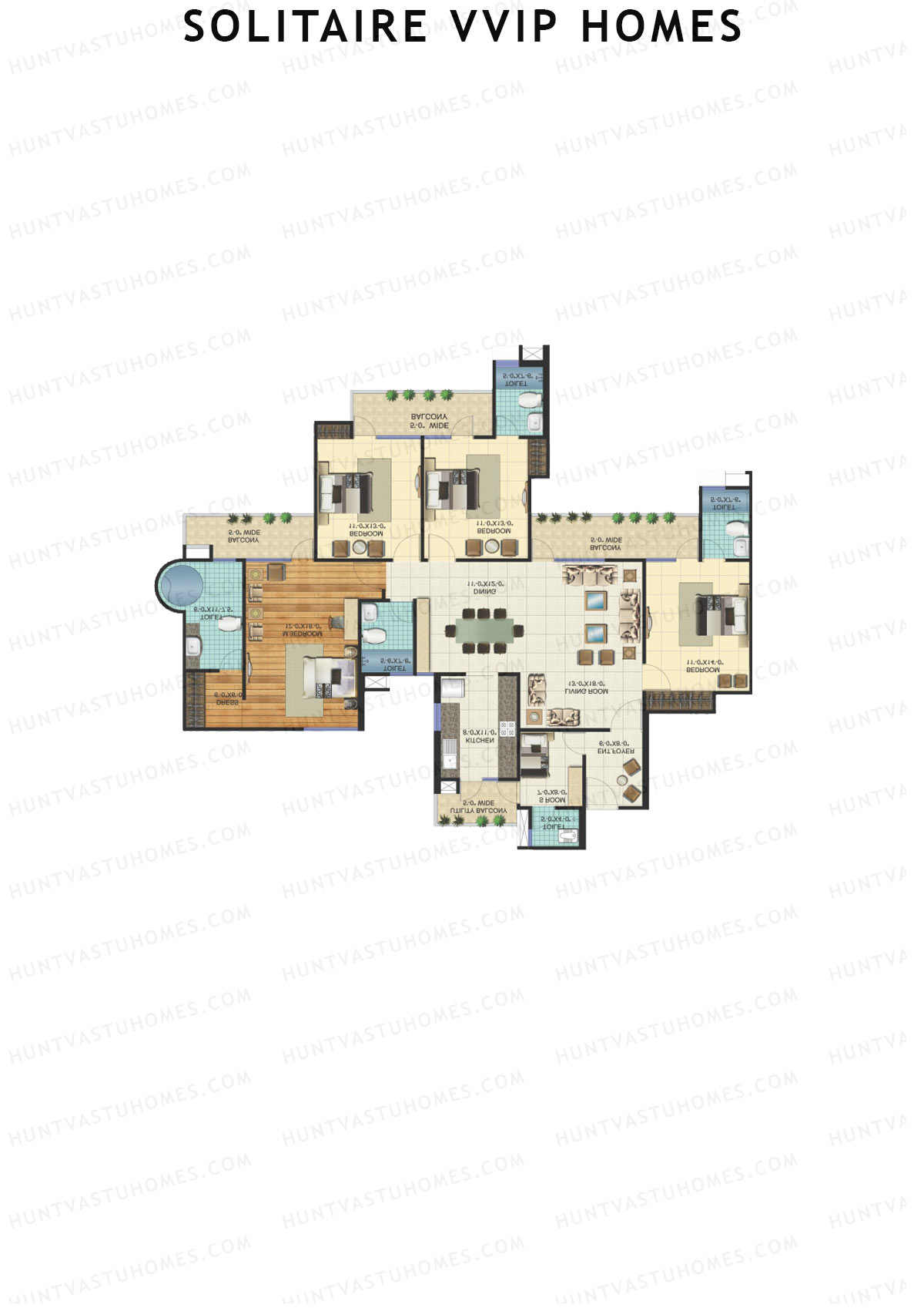 Solitaire VVIP Homes Block B Unit 3 Floor Plan