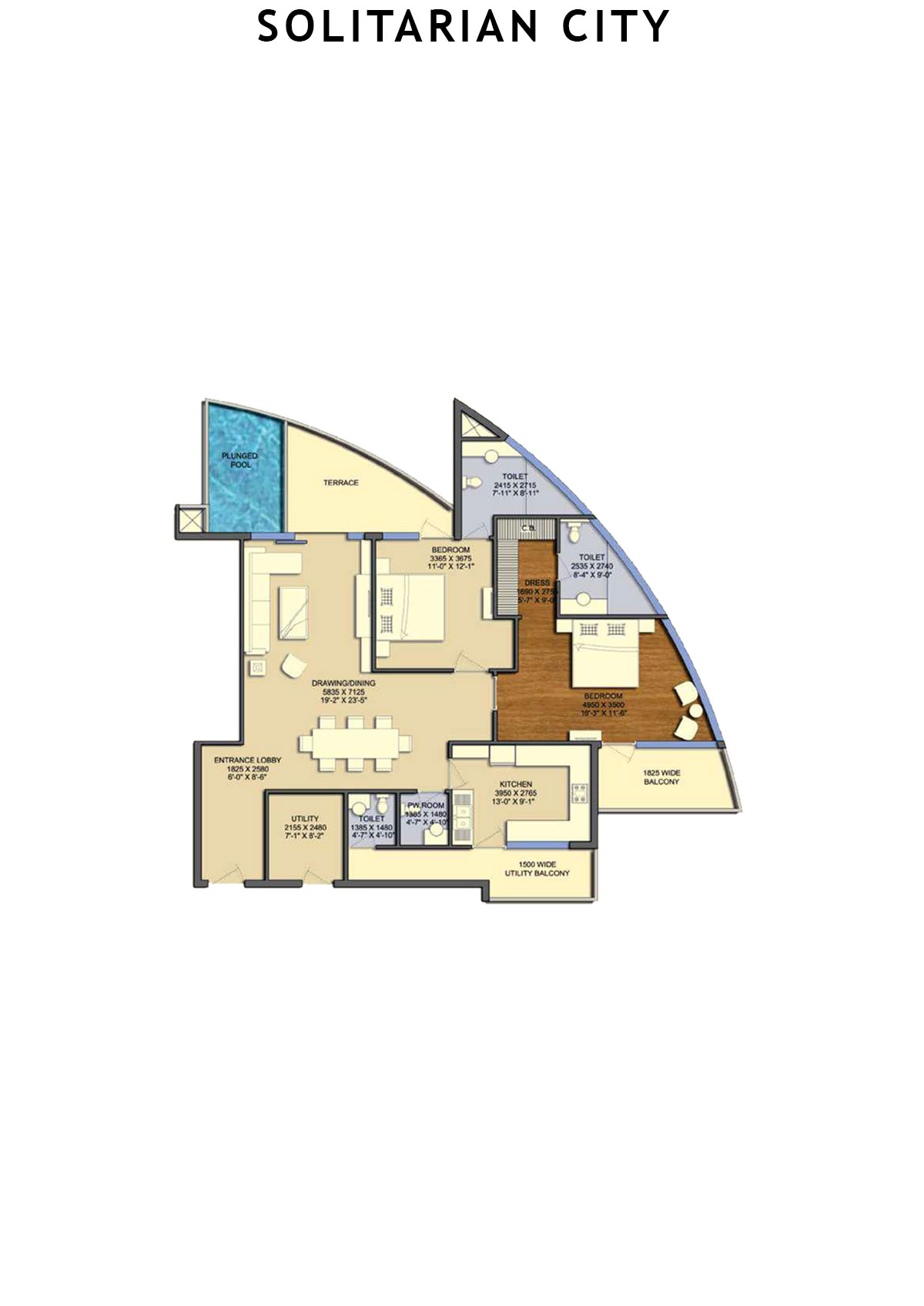 Solitairian City Tower S1 Unit 3 Floor Plan