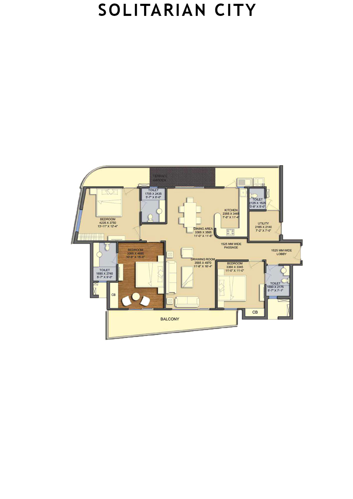 Solitairian City Tower S2 Unit 1 Floor Plan