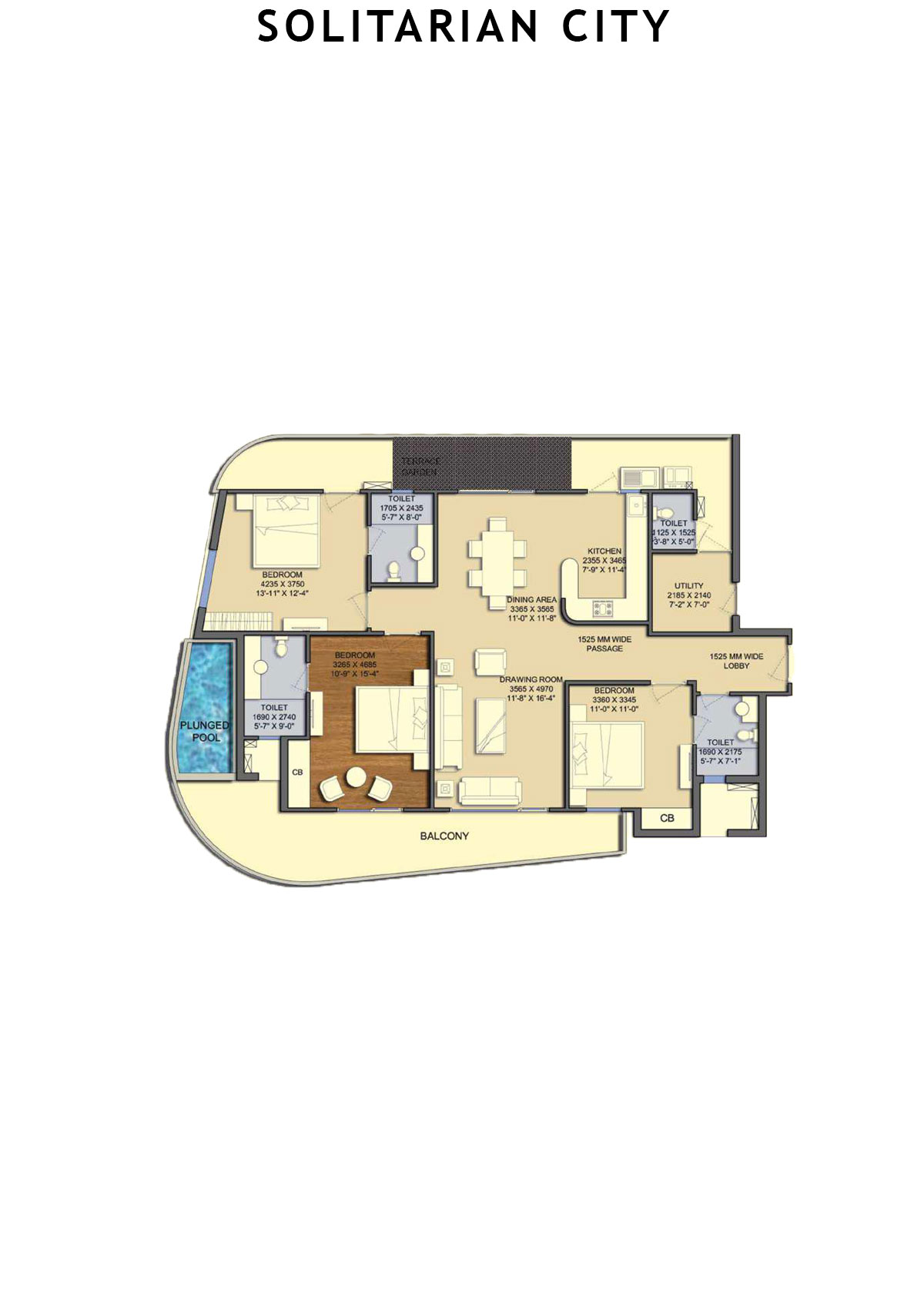 Solitairian City Tower S2 Unit 1 Floor Plan