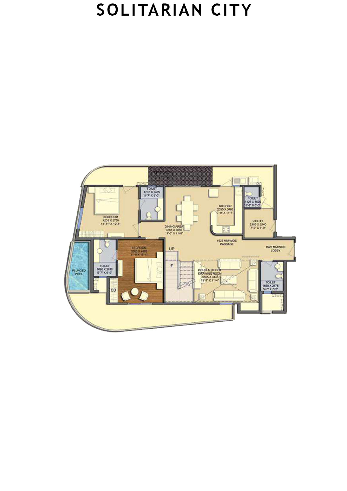 Solitairian City Tower S2 Unit 1 (Penthouse) Floor Plan