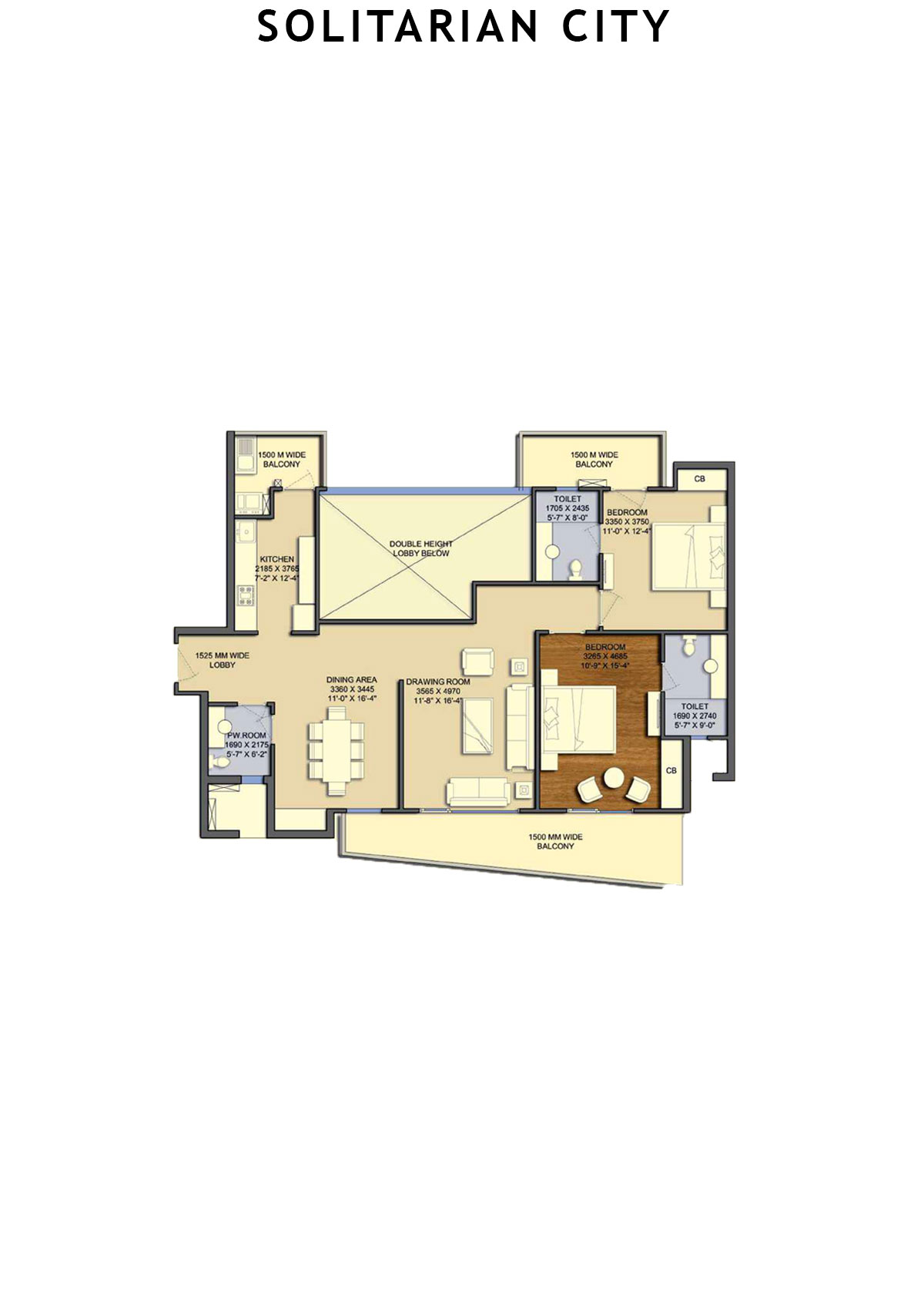 Solitairian City Tower S2 Unit 2 Floor Plan