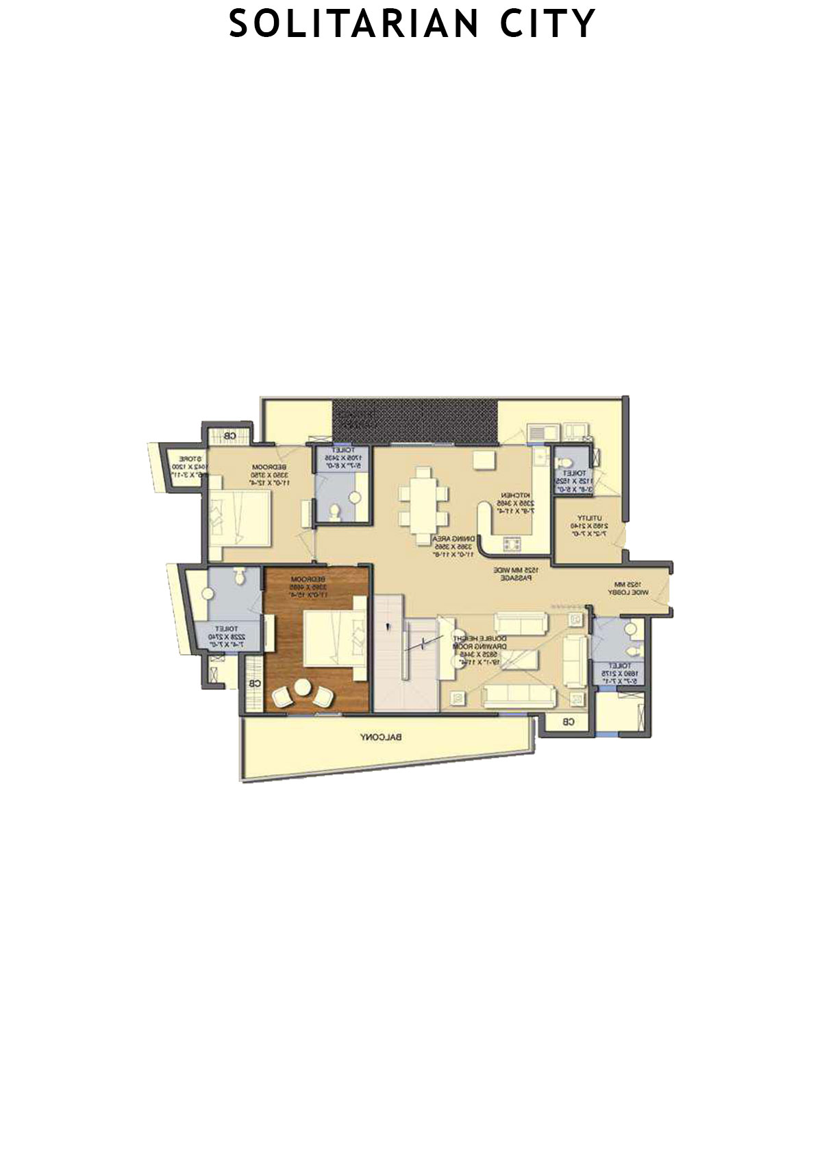 Solitairian City Tower S3 Unit 1 (Penthouse) Floor Plan