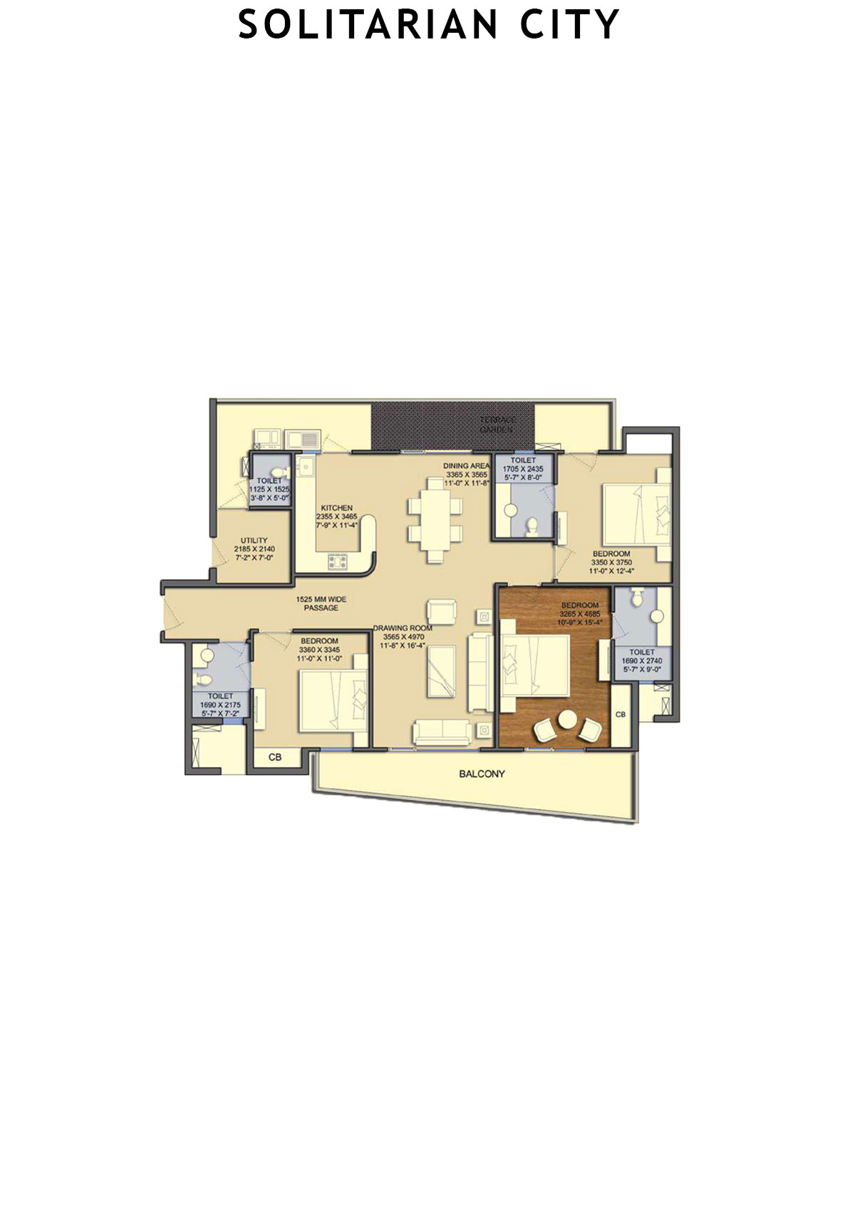 Solitairian City Tower S3 Unit 2 Floor Plan