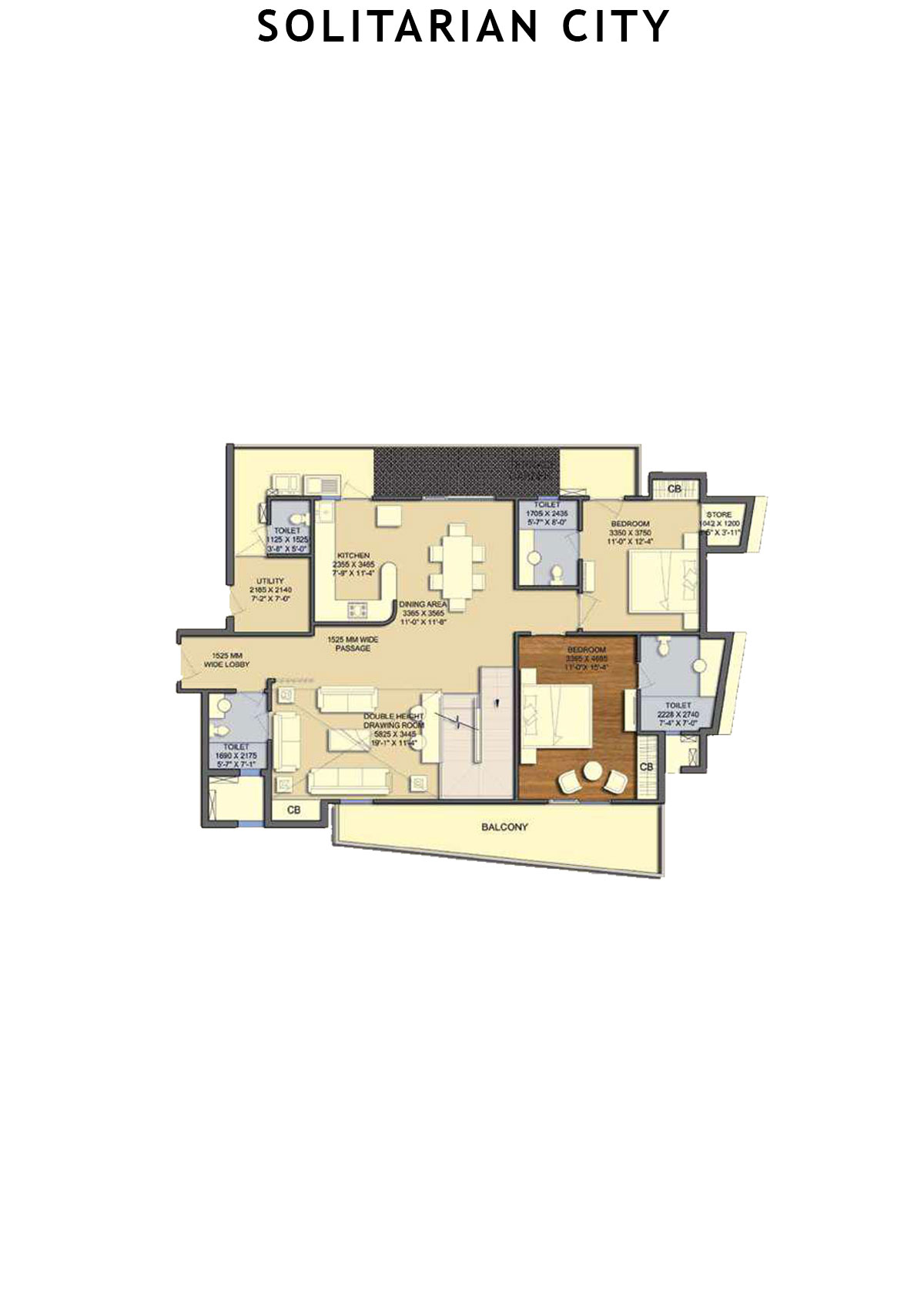 Solitairian City Tower S3 Unit 2 (Penthouse) Floor Plan