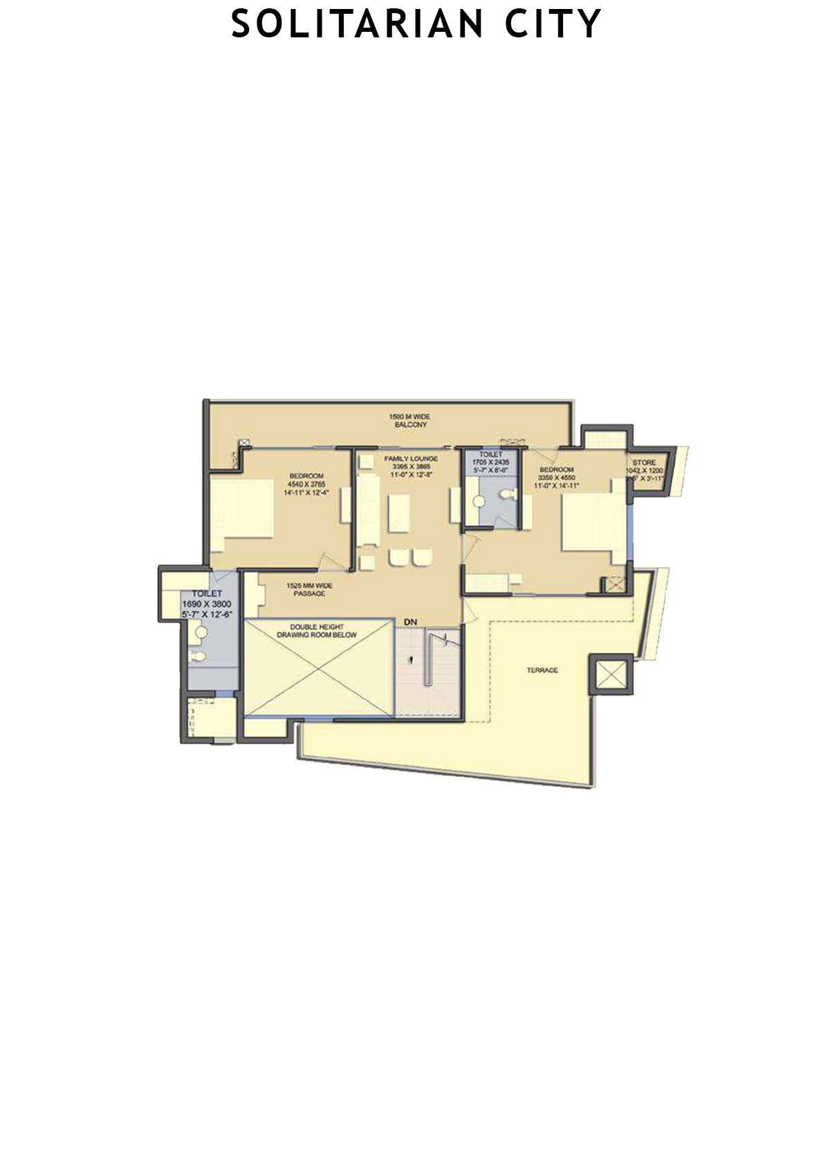 Solitairian City Tower S3 Unit 2 (Penthouse) Floor Plan