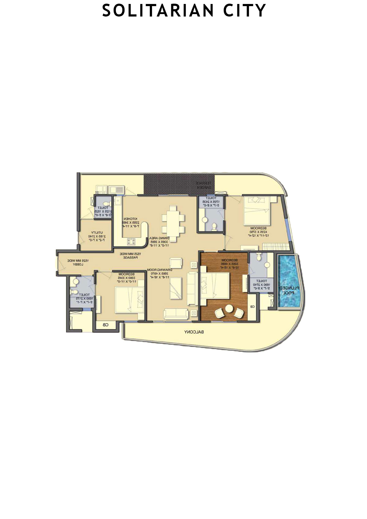 Solitairian City Tower S4 Unit 1 Floor Plan