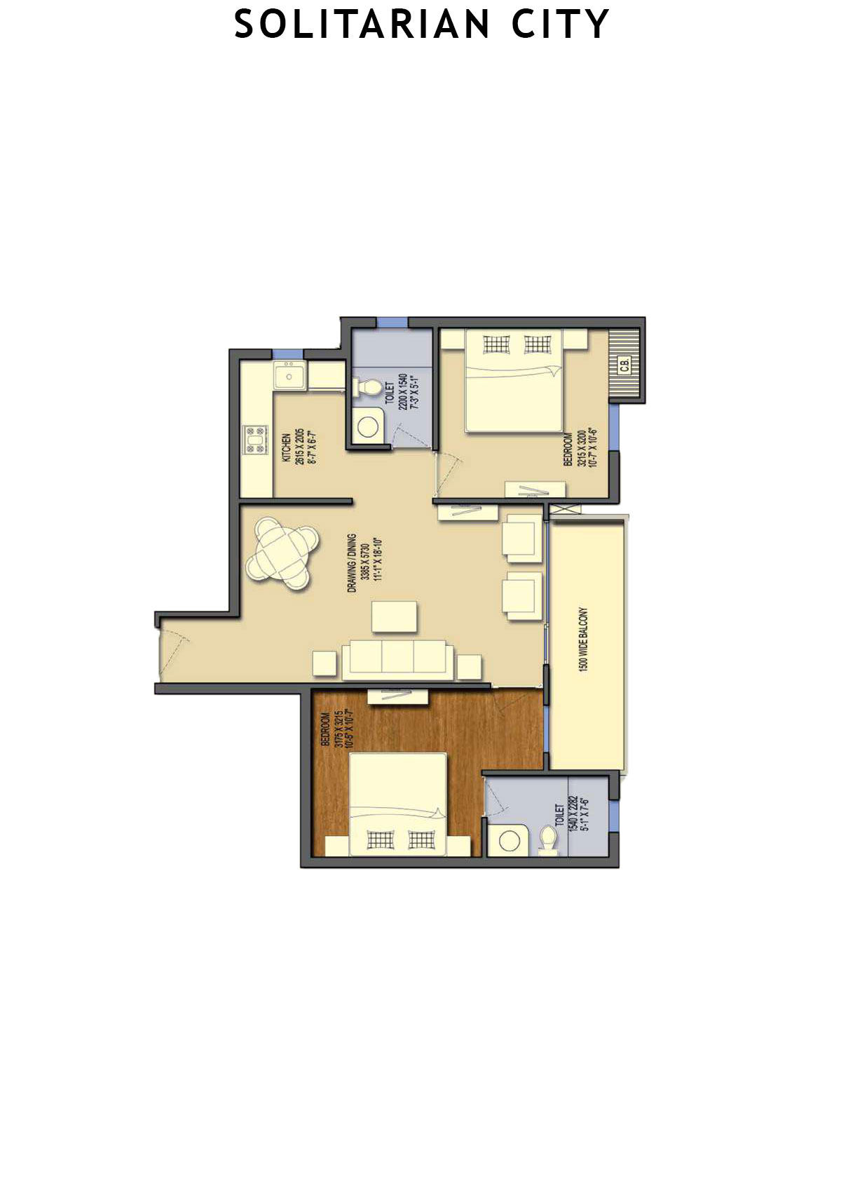 Solitairian City Tower S5 Unit 3 Floor Plan