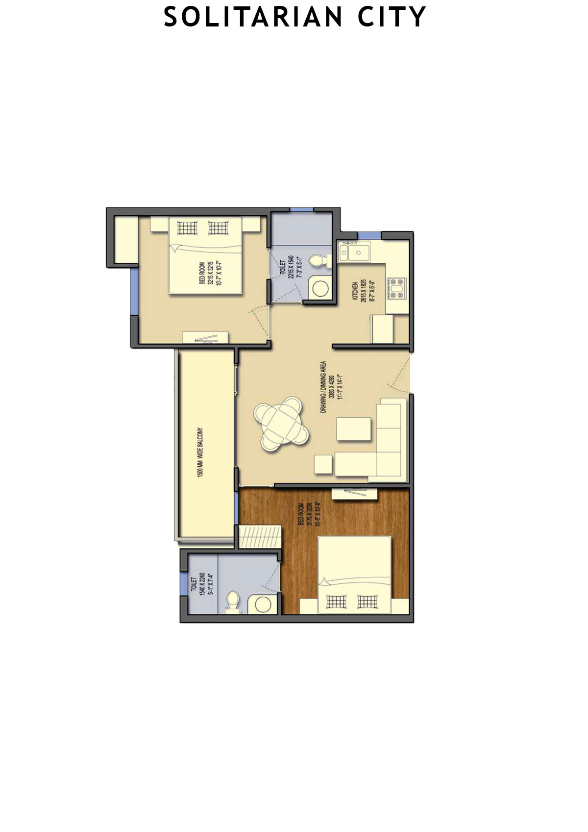 Solitairian City Tower T3 Unit 4 Floor Plan