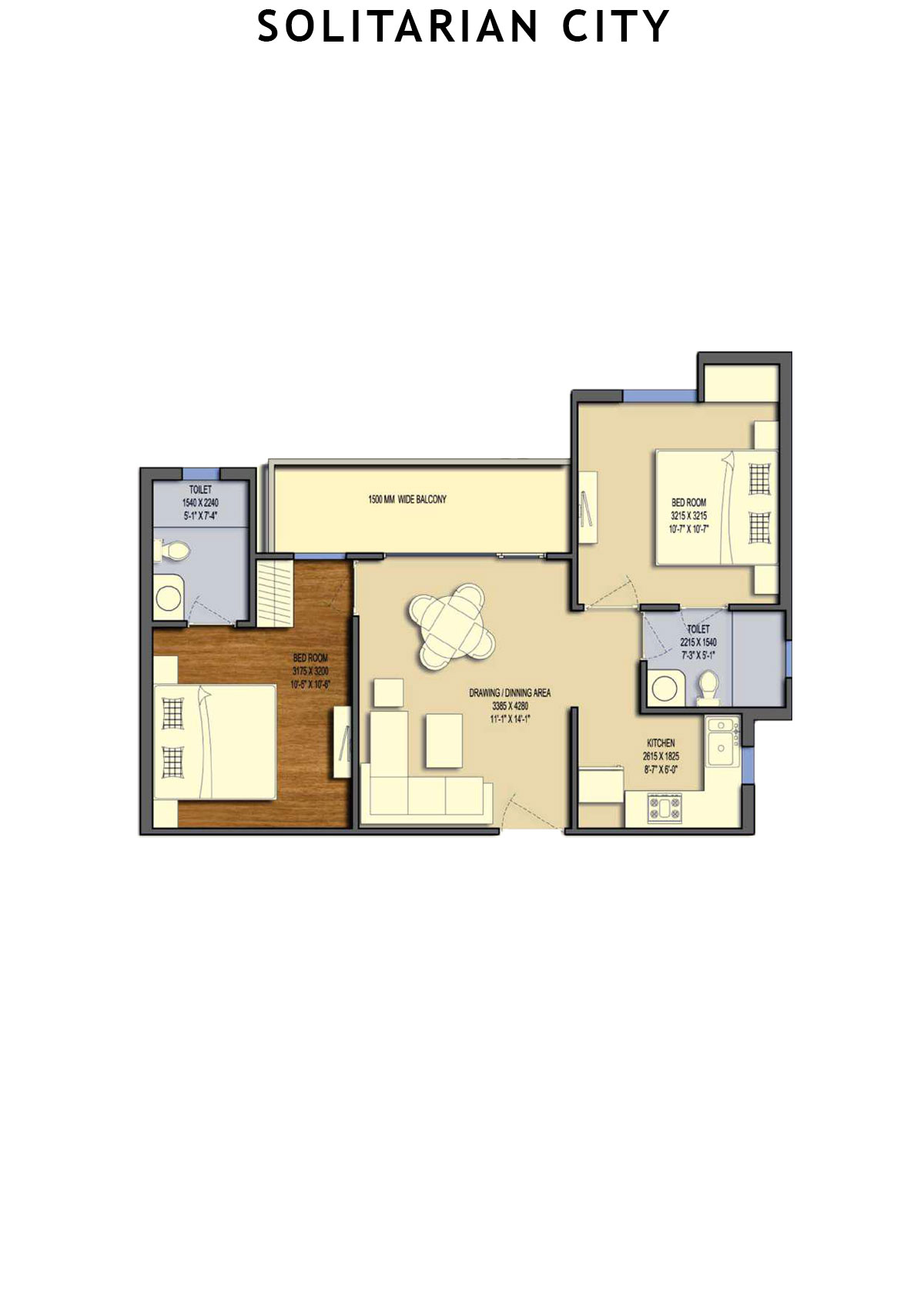 Solitairian City Tower T4 Unit 5 Floor Plan