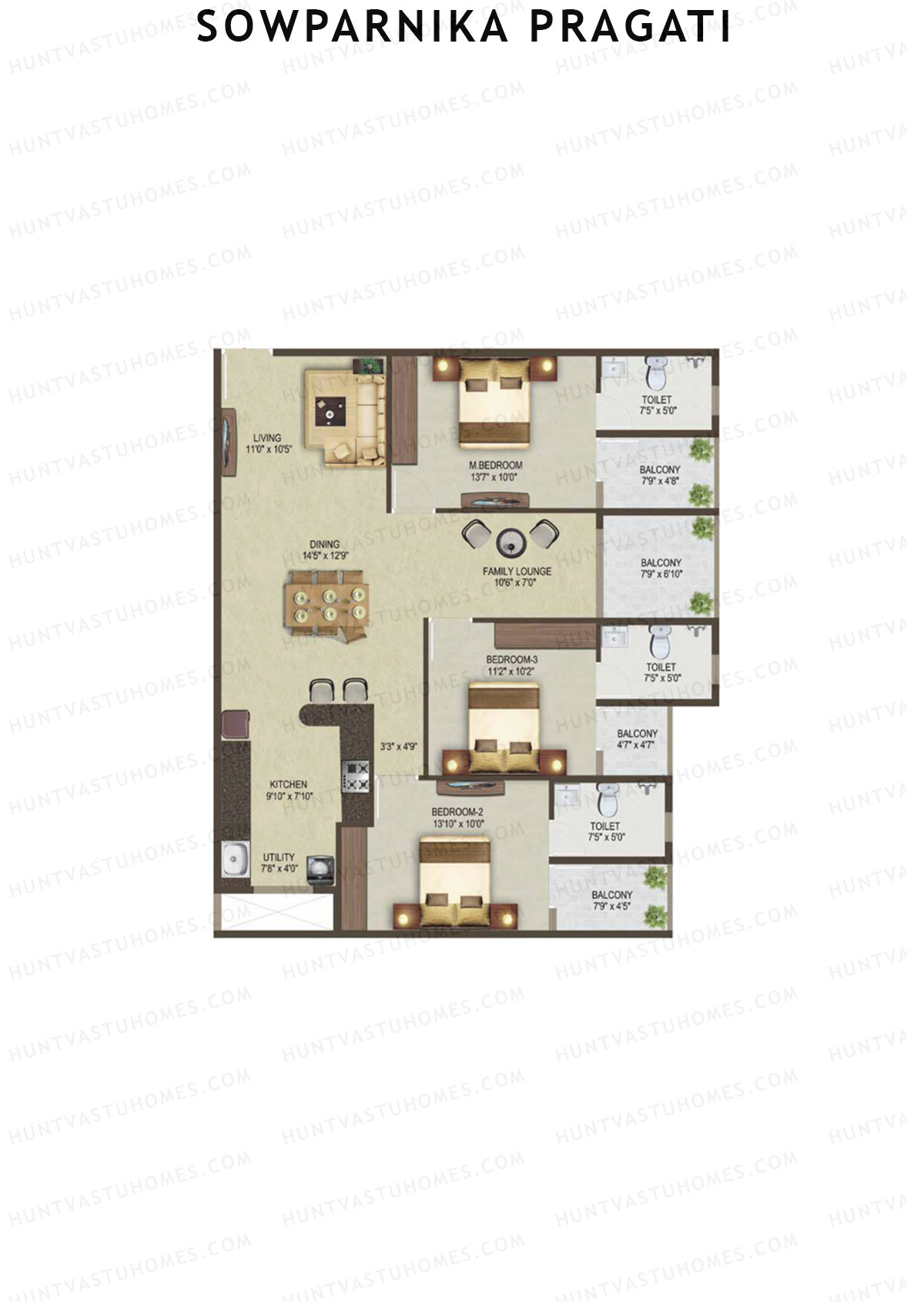 Sowparnika Pragati Block A Unit 12  Floor Plan
