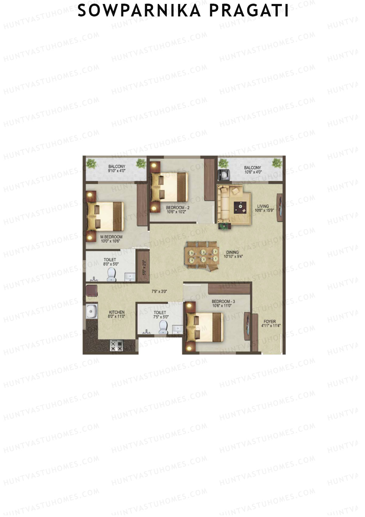 Sowparnika Pragati Block A Unit 9  Floor Plan