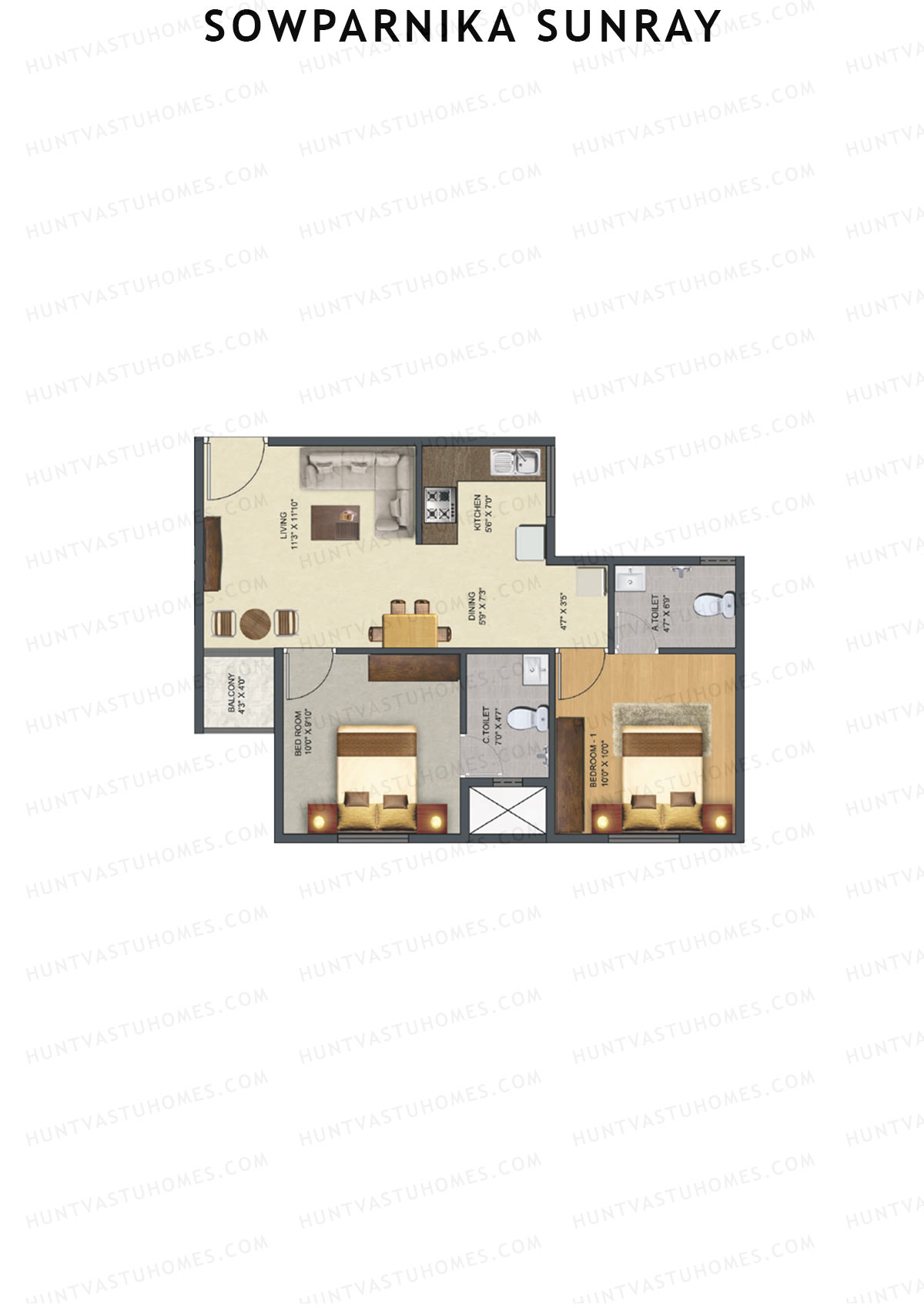 Sowparnika Sunray Block A Unit 15 Floor Plan