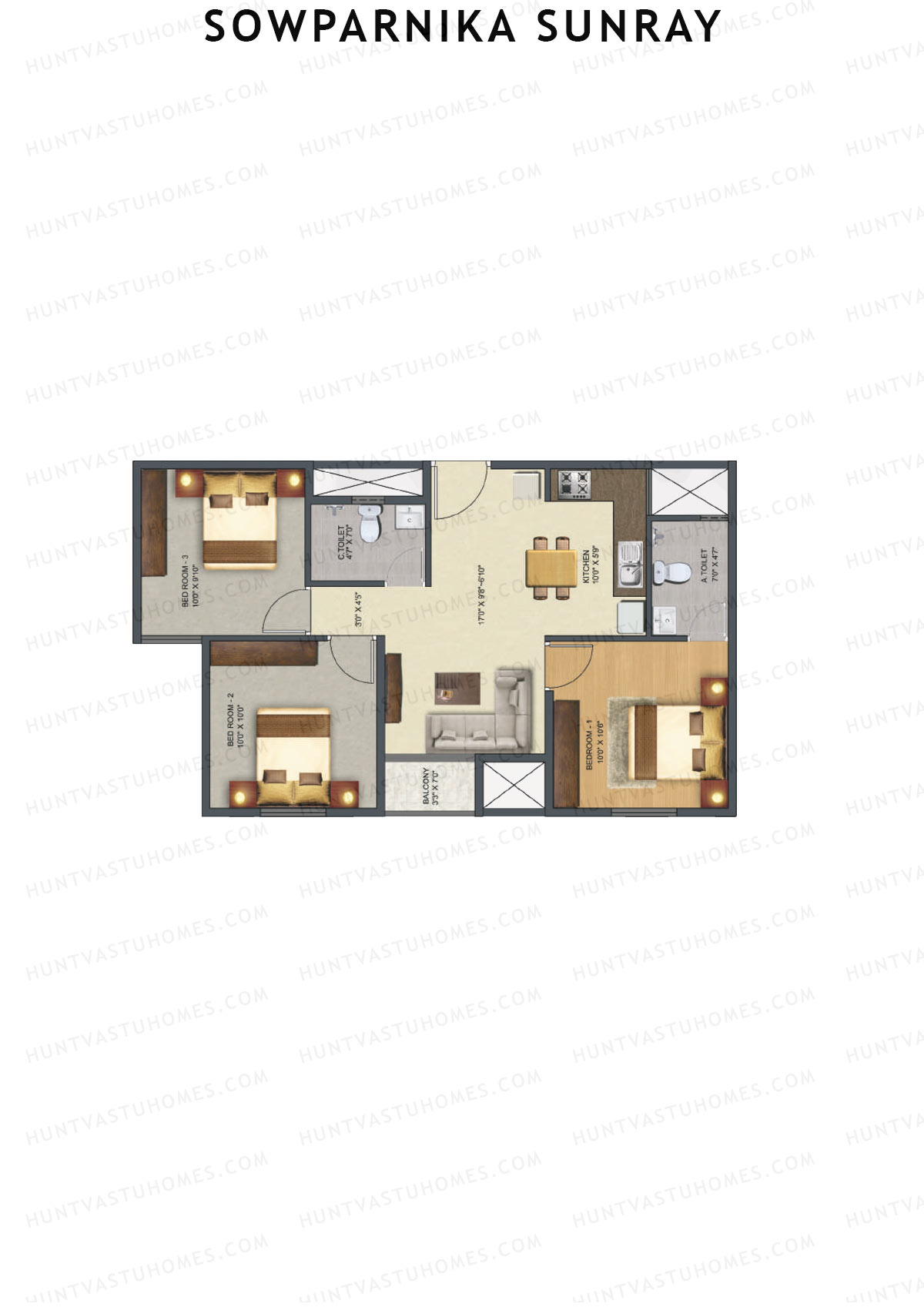 Sowparnika Sunray Block A Unit 20 Floor Plan