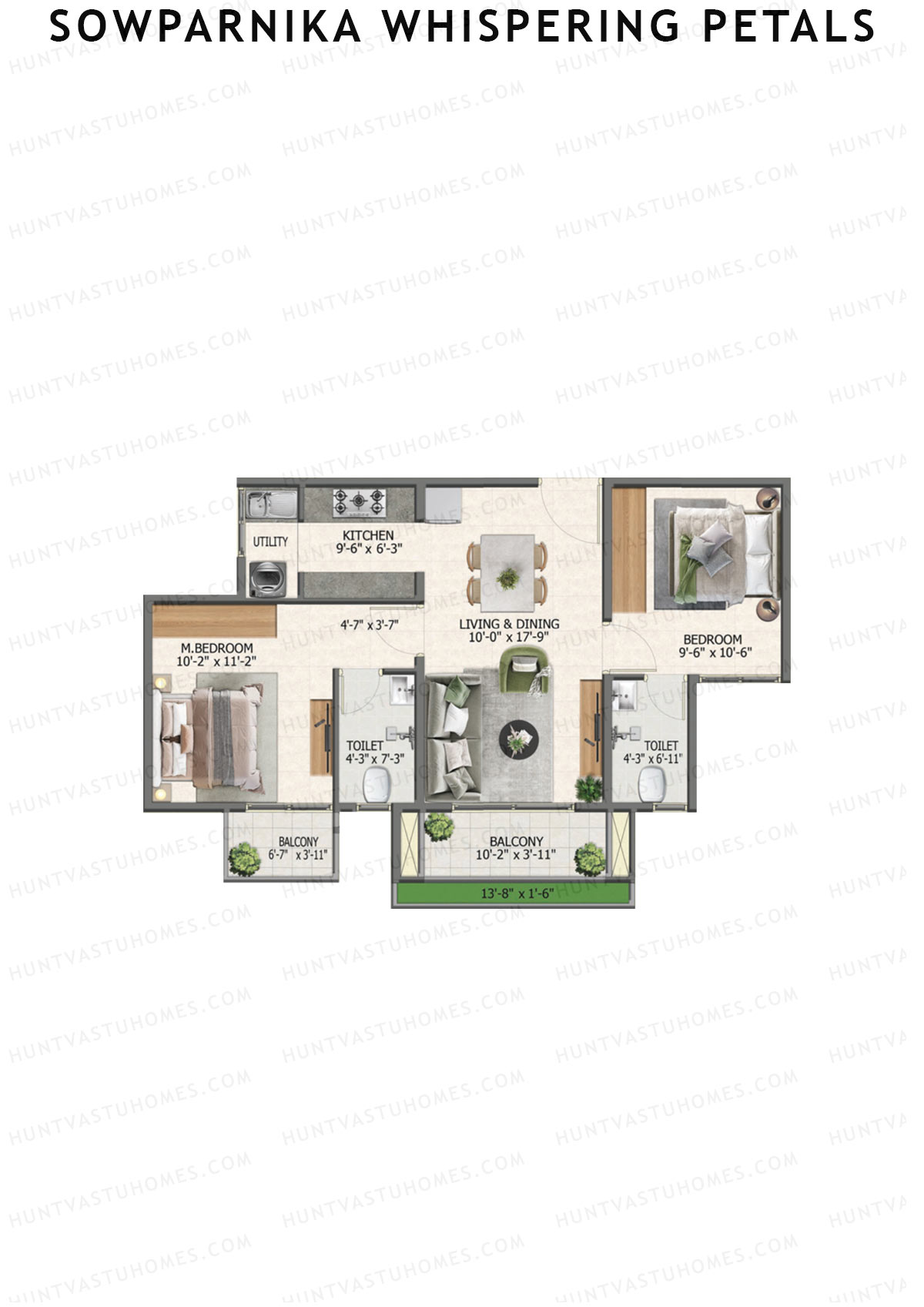 Sowparnika Whispering Petals Tower 1 Unit 15 (Type 2) Floor Plan